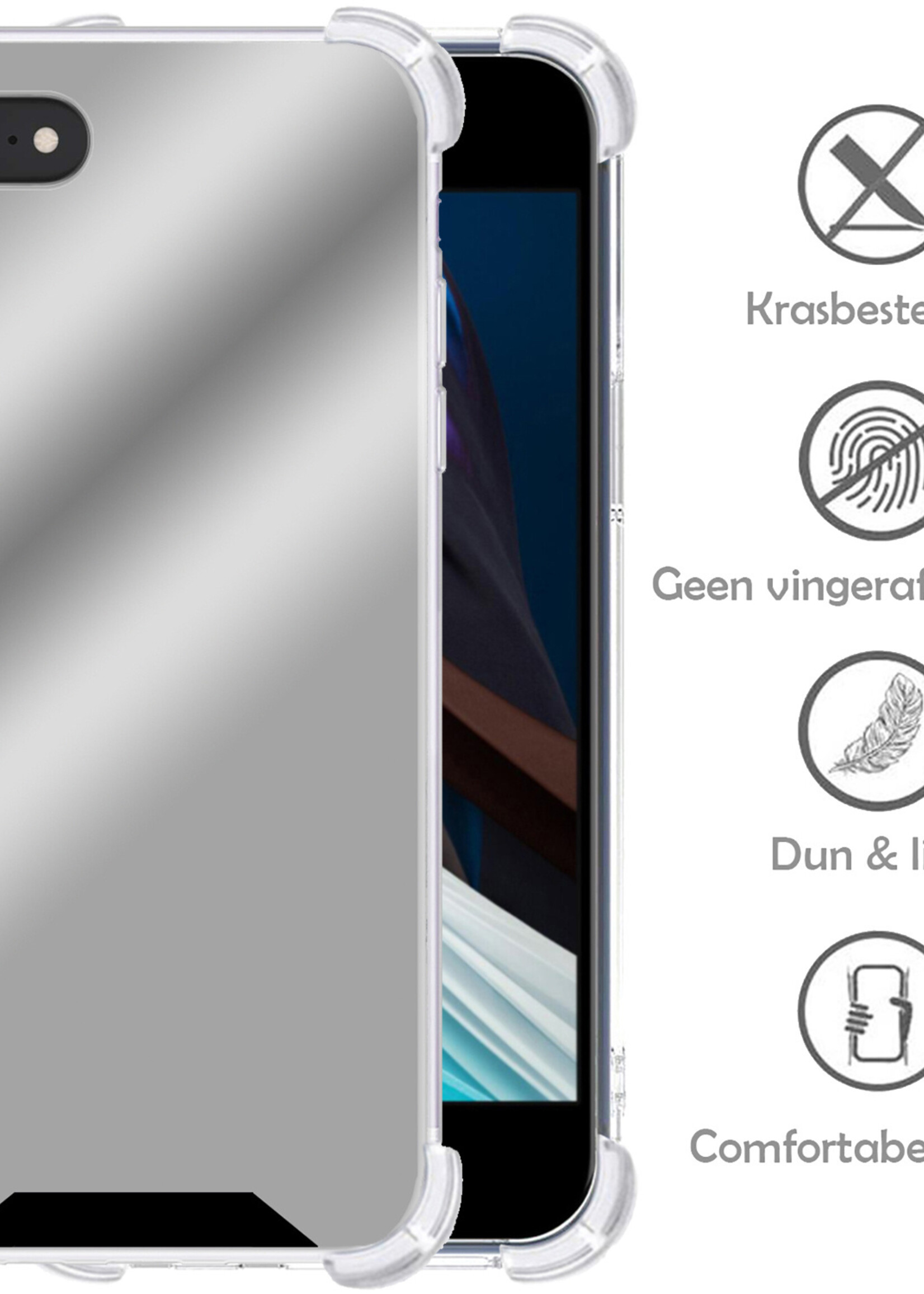 LUQ Hoesje Geschikt voor iPhone SE 2022 Hoesje Shockproof Case Siliconen - Hoes Geschikt voor iPhone SE (2022) Hoes Cover Siliconen - Zilver - 2 Stuks