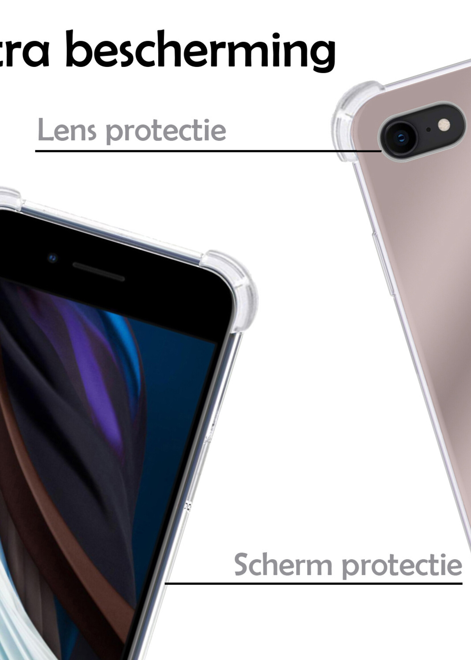 LUQ Hoesje Geschikt voor iPhone SE 2022 Hoesje Shockproof Case Siliconen - Hoes Geschikt voor iPhone SE (2022) Hoes Cover Siliconen - Rosé goud - 2 Stuks