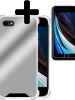 LUQ LUQ iPhone SE 2022 Spiegel Hoesje Met Screenprotector - Zilver