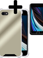 LUQ LUQ iPhone SE 2022 Spiegel Hoesje Met Screenprotector - Goud
