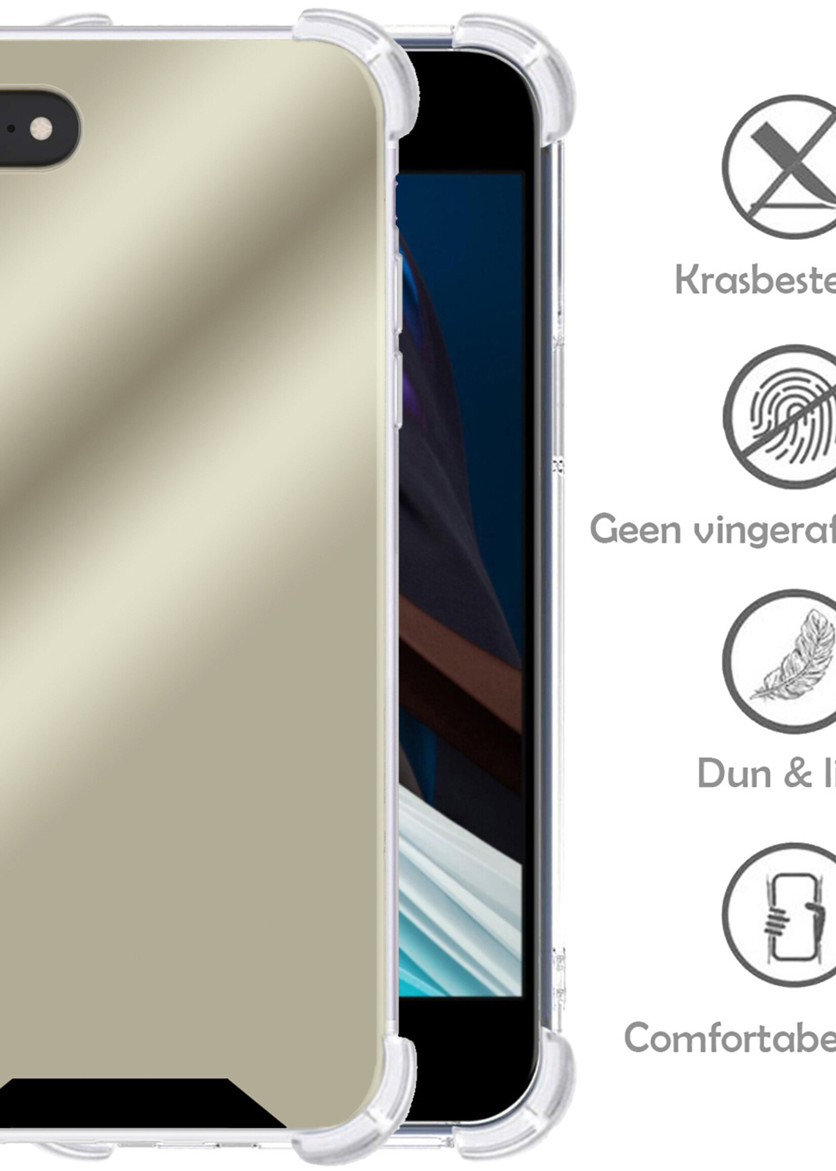 LUQ Hoesje Geschikt voor iPhone SE 2022 Hoesje Shockproof Case Siliconen Met Screenprotector - Hoes Geschikt voor iPhone SE (2022) Hoes Cover Siliconen - Goud