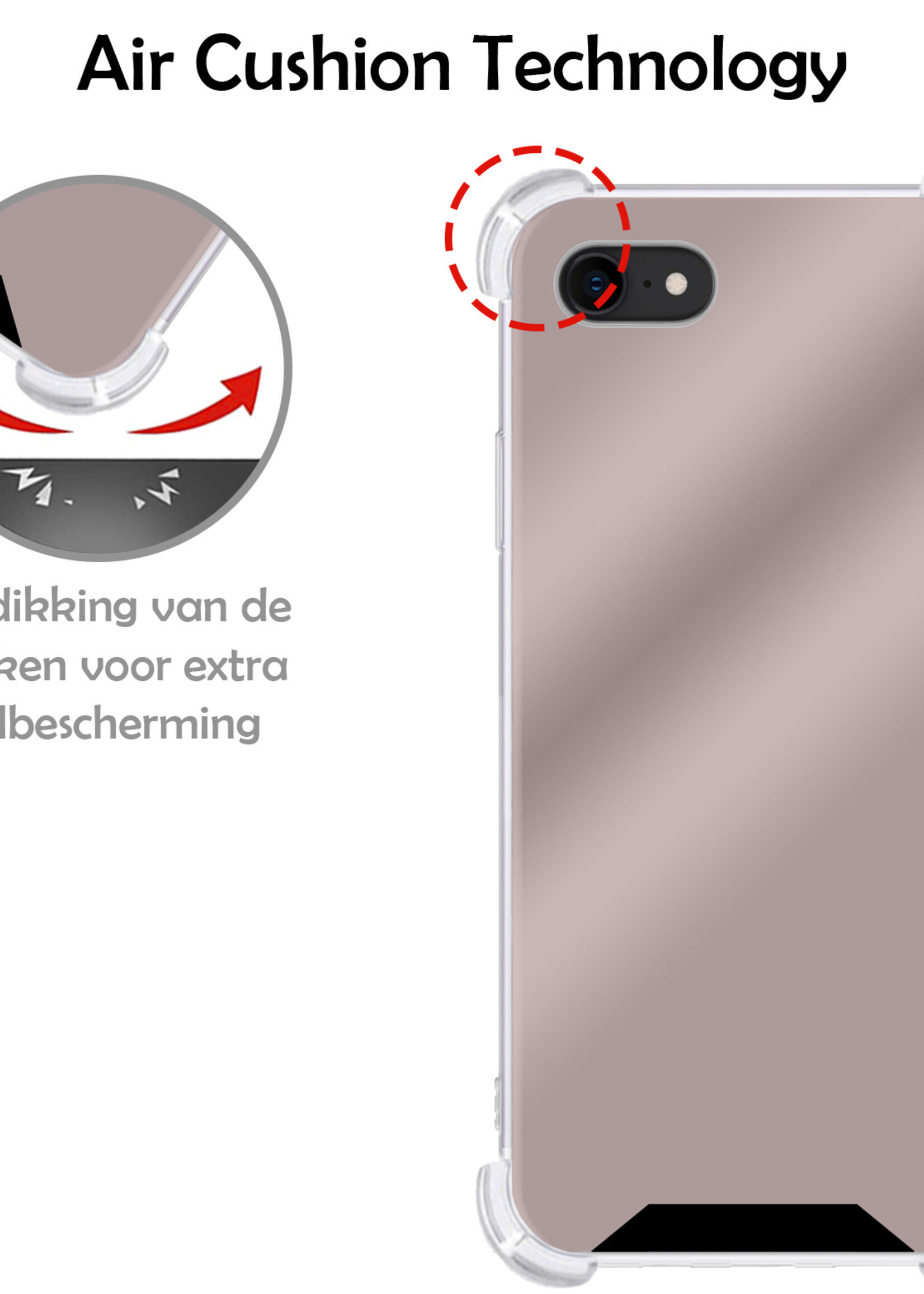 LUQ Hoesje Geschikt voor iPhone SE 2022 Hoesje Shockproof Case Siliconen Met Screenprotector - Hoes Geschikt voor iPhone SE (2022) Hoes Cover Siliconen - Rosé goud