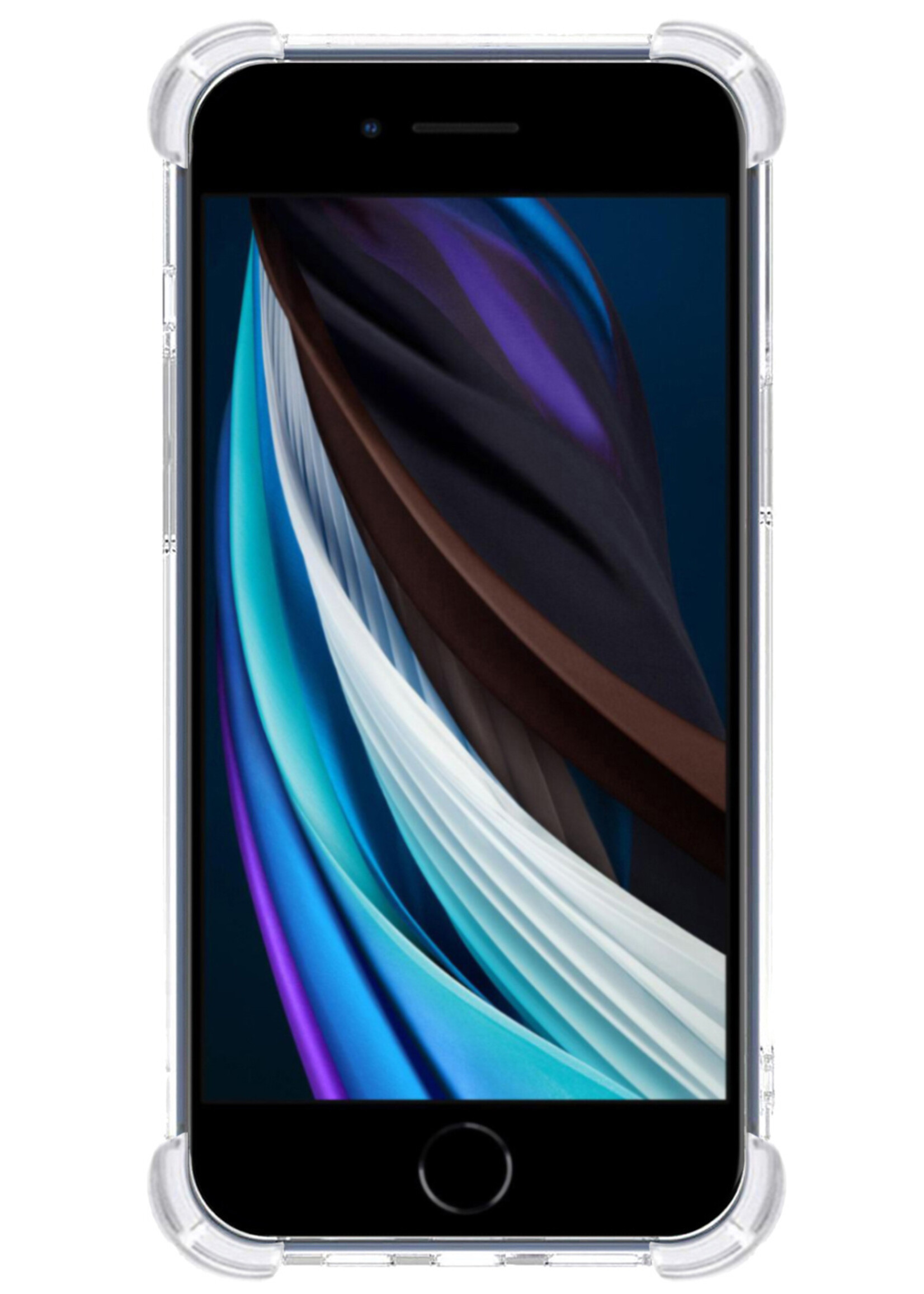 LUQ Hoesje Geschikt voor iPhone SE 2022 Hoesje Shockproof Case Siliconen Met Screenprotector - Hoes Geschikt voor iPhone SE (2022) Hoes Cover Siliconen - Rosé goud