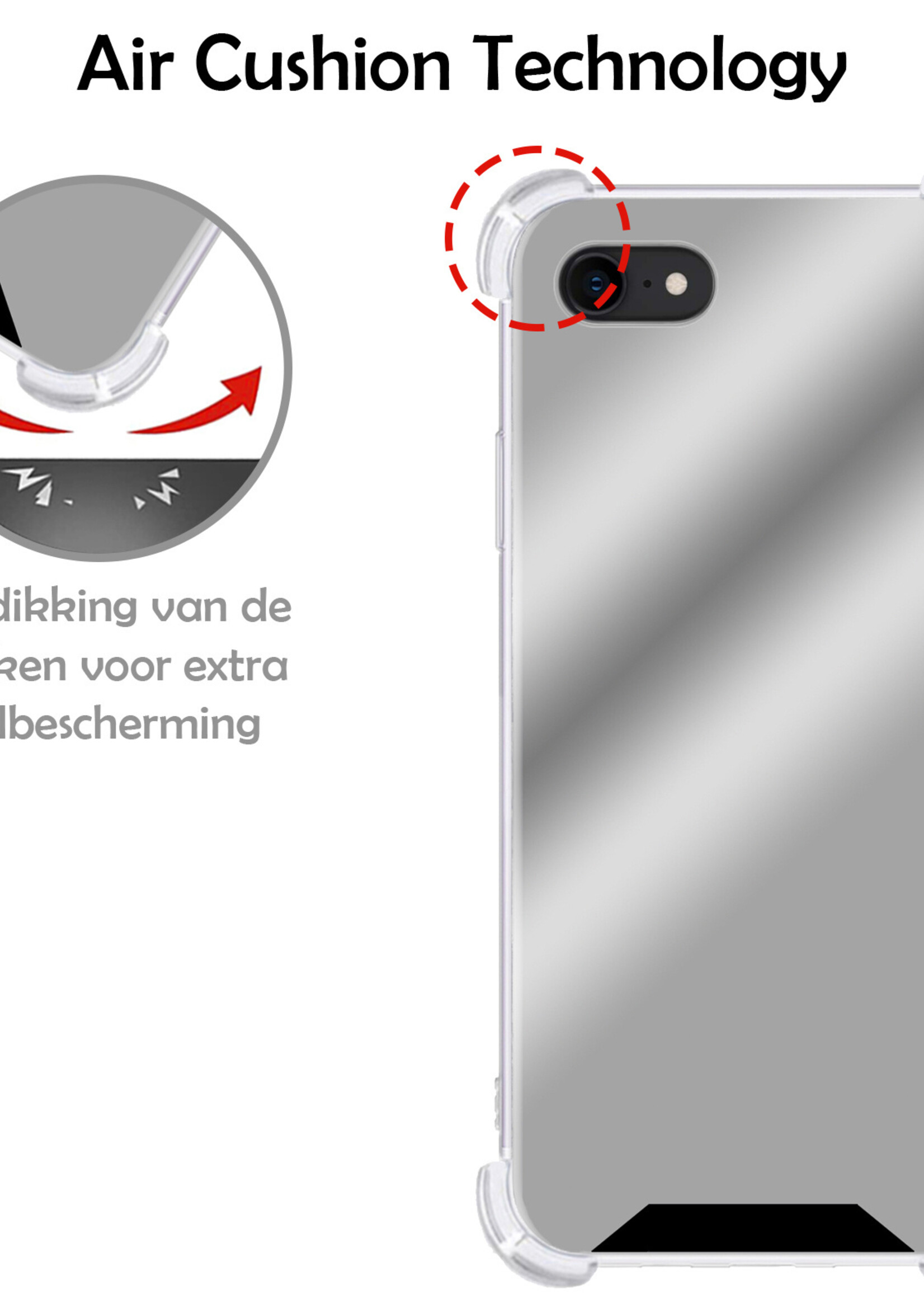 LUQ Hoesje Geschikt voor iPhone SE 2022 Hoesje Shockproof Case Siliconen Met 2x Screenprotector - Hoes Geschikt voor iPhone SE (2022) Hoes Cover Siliconen - Zilver