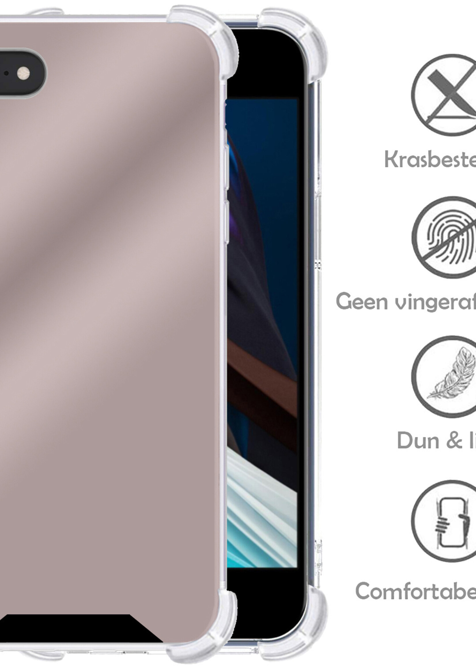 LUQ Hoesje Geschikt voor iPhone SE 2022 Hoesje Shockproof Case Siliconen Met 2x Screenprotector - Hoes Geschikt voor iPhone SE (2022) Hoes Cover Siliconen - Rosé goud