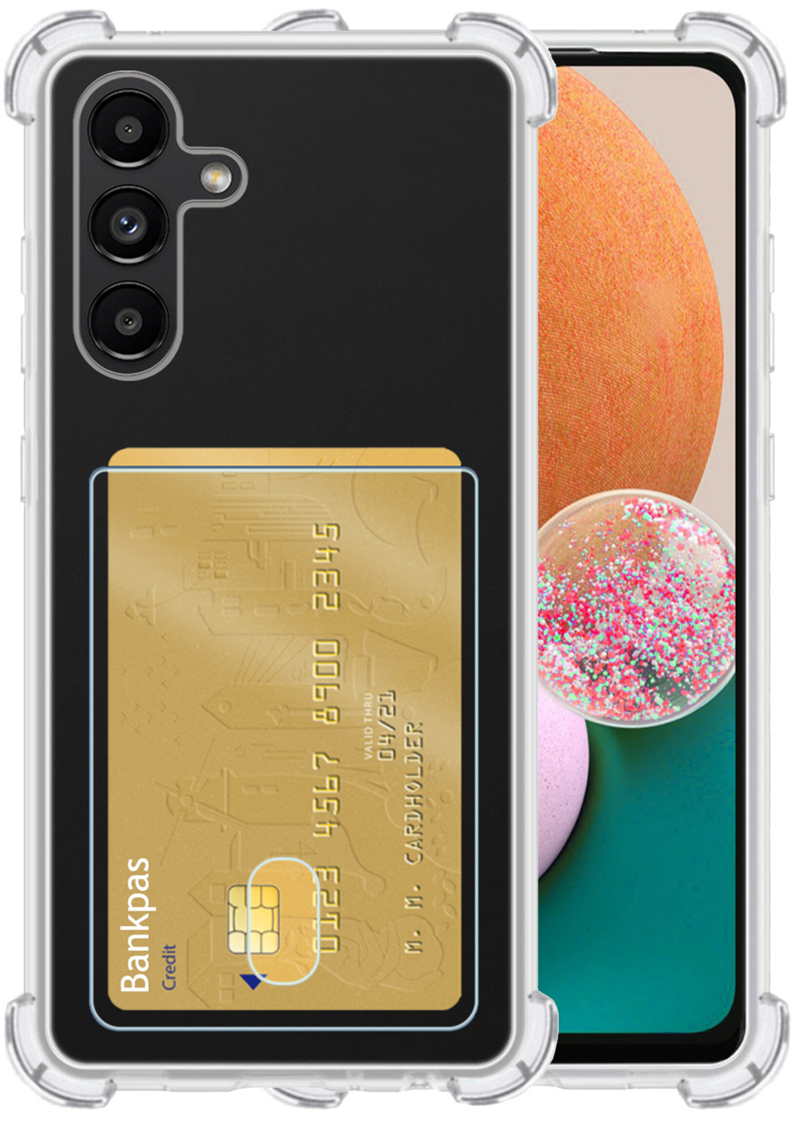 LUQ Hoesje Geschikt voor Samsung A13 4G Hoesje Case Pashouder Cover Siliconen - Hoes Geschikt voor Samsung Galaxy A13 4G Hoesje Met Kaarthouder - Transparant