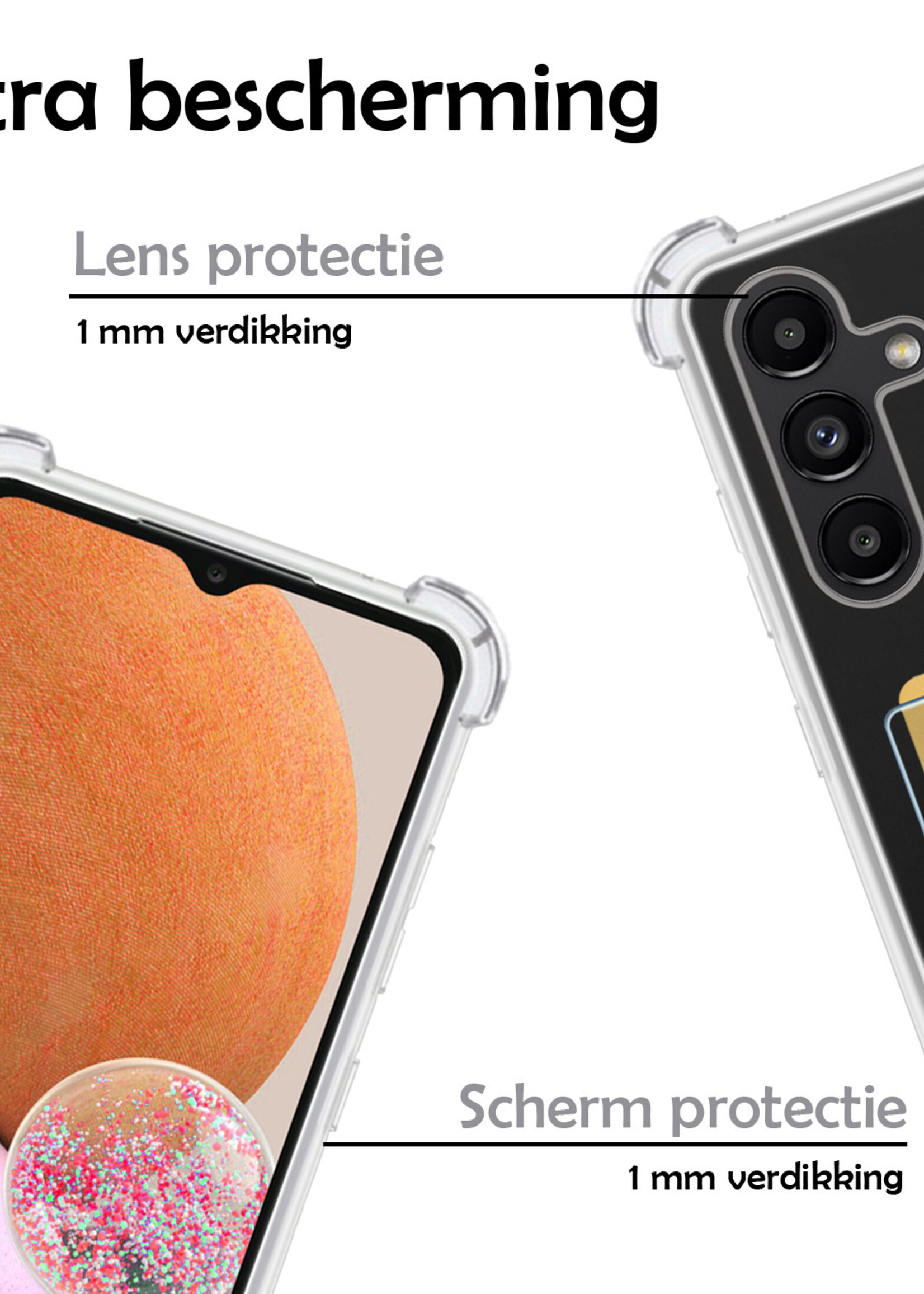 LUQ Hoesje Geschikt voor Samsung A13 4G Hoesje Case Pashouder Cover Siliconen Met Screenprotector - Hoes Geschikt voor Samsung Galaxy A13 4G Hoesje Met Kaarthouder- Transparant