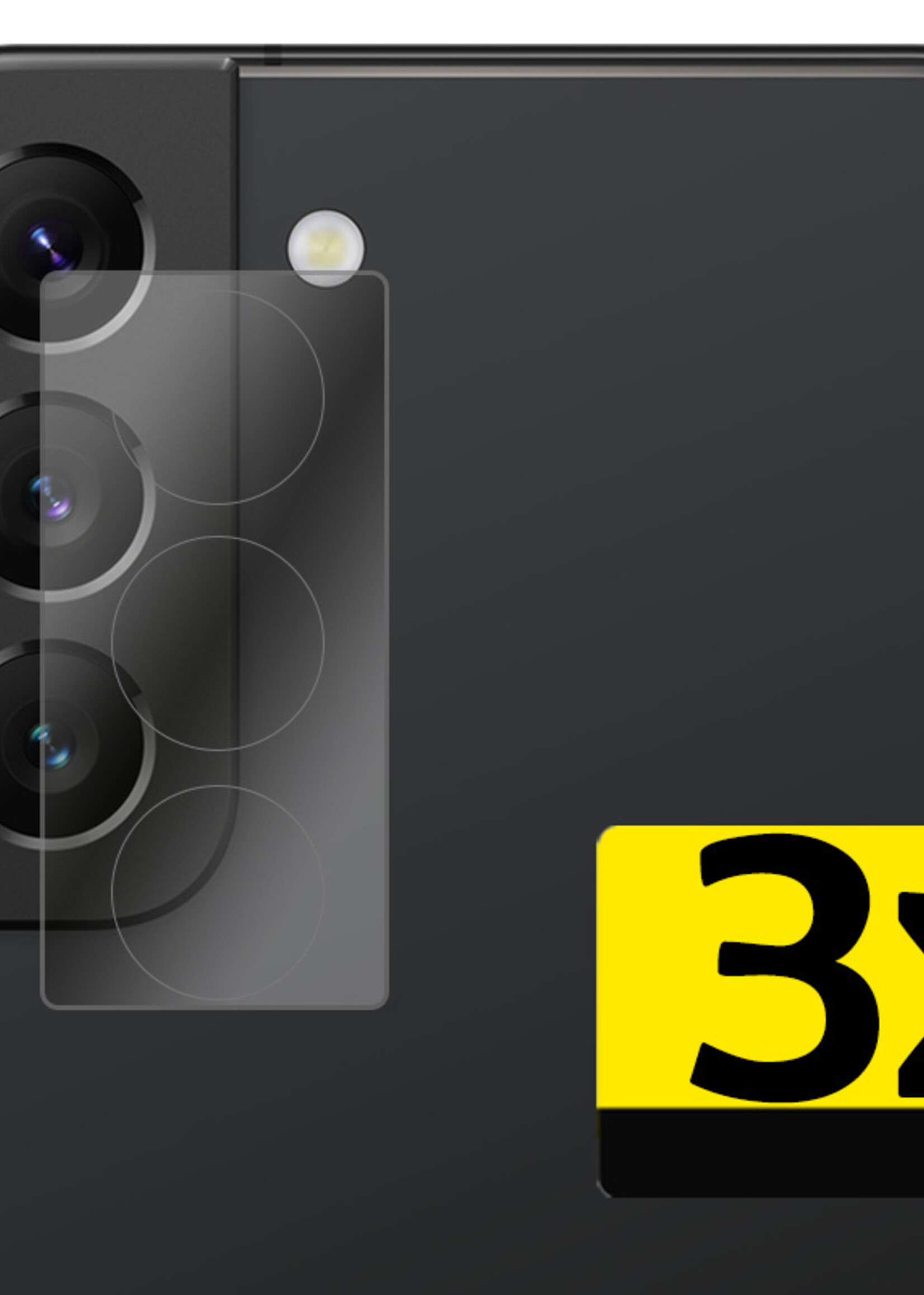 LUQ Screenprotector Geschikt voor Samsung S22 Camera Screenprotector Tempered Glass - Screenprotector Geschikt voor Samsung Galaxy S22 Screenprotector Camera Screenprotector - 3 Stuks