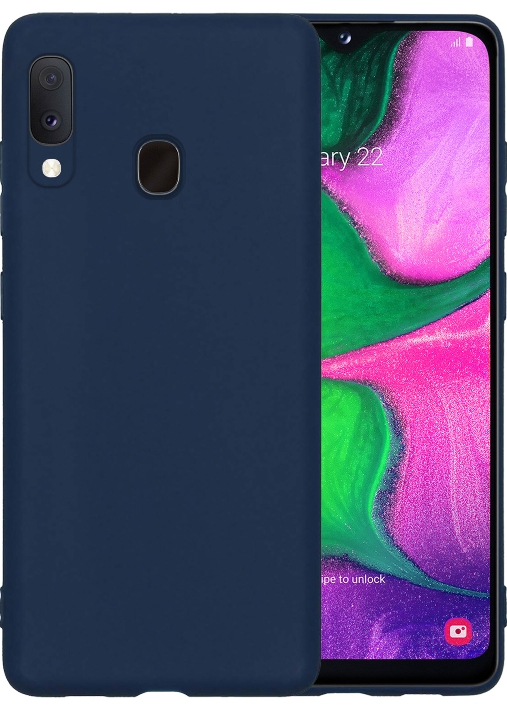 LUQ Hoesje Geschikt voor Samsung A20e Hoesje Siliconen Case - Hoes Geschikt voor Samsung Galaxy A20e Hoes Siliconen - Donkerblauw