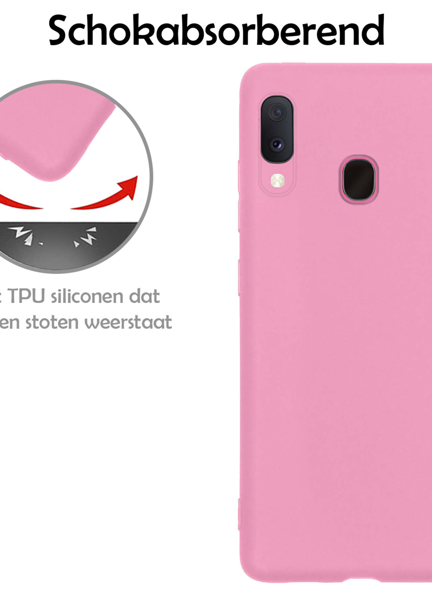 LUQ Hoesje Geschikt voor Samsung A20e Hoesje Siliconen Case - Hoes Geschikt voor Samsung Galaxy A20e Hoes Siliconen - Lichtroze