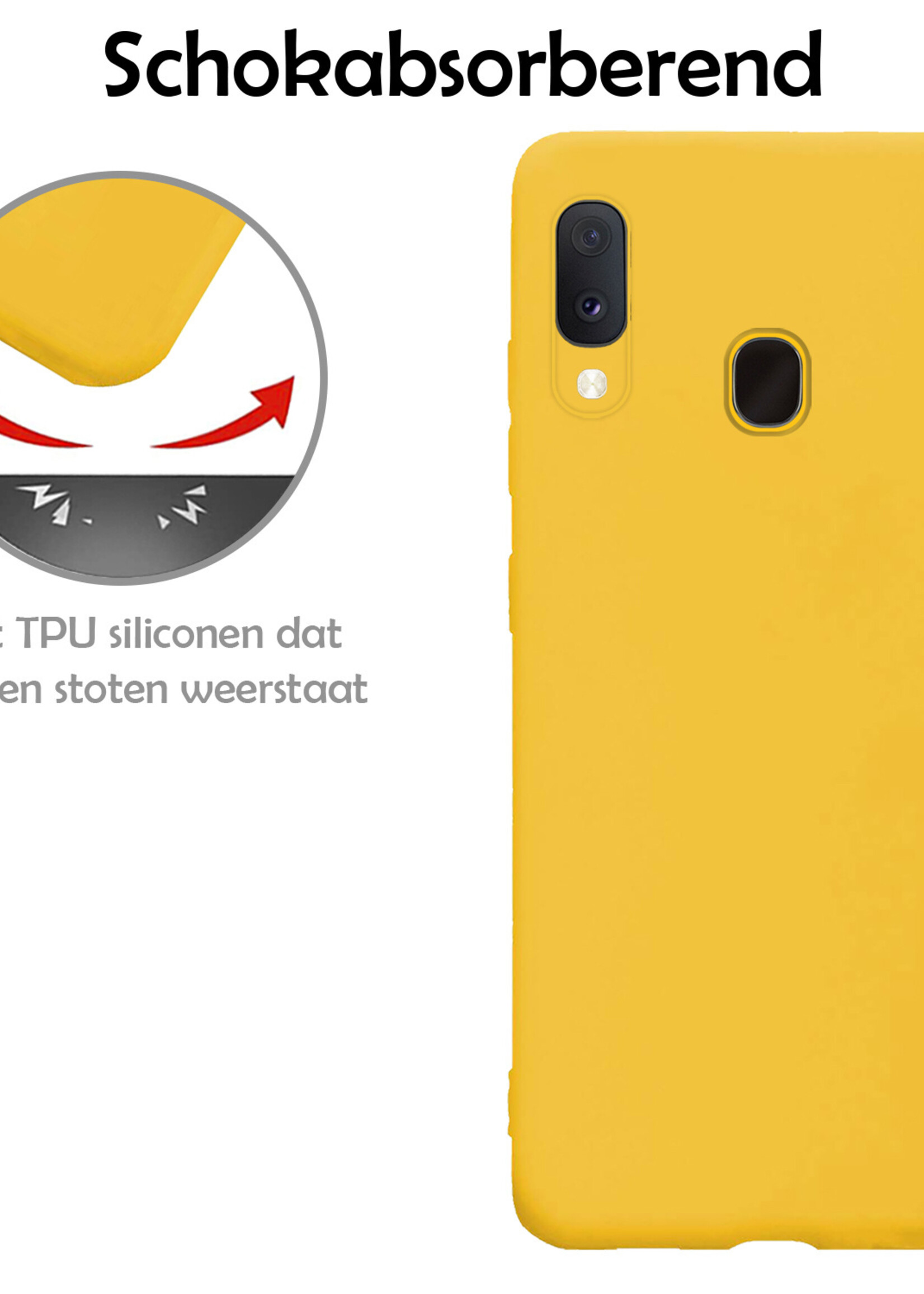 LUQ Hoesje Geschikt voor Samsung A20e Hoesje Siliconen Case - Hoes Geschikt voor Samsung Galaxy A20e Hoes Siliconen - Geel - 2 Stuks