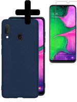 LUQ LUQ Samsung Galaxy A20e Hoesje Siliconen Met Screenprotector - Donkerblauw