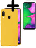 LUQ LUQ Samsung Galaxy A20e Hoesje Siliconen Met Screenprotector - Geel