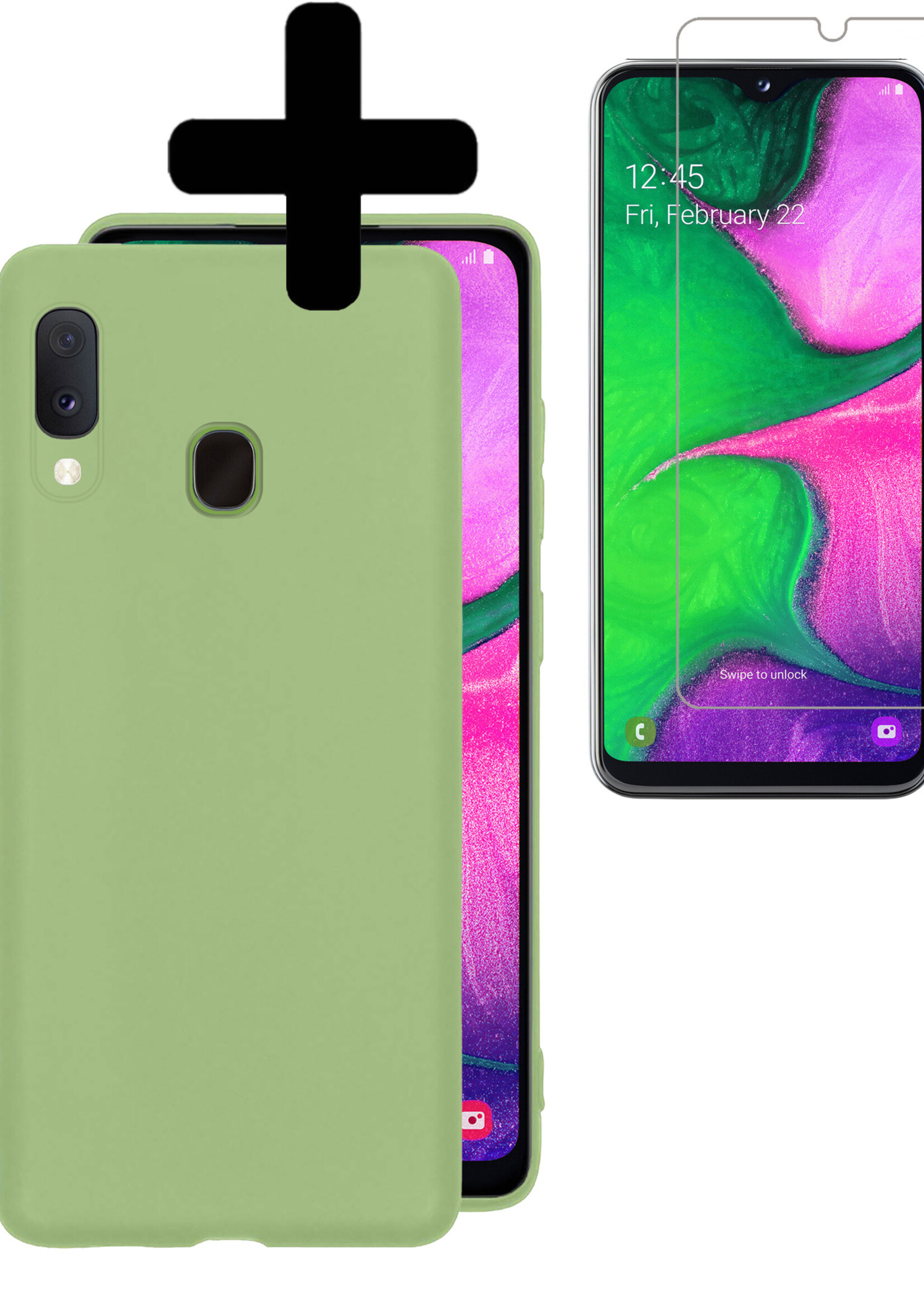 LUQ Hoesje Geschikt voor Samsung A20e Hoesje Siliconen Case Met Screenprotector - Hoes Geschikt voor Samsung Galaxy A20e Hoes Siliconen - Groen