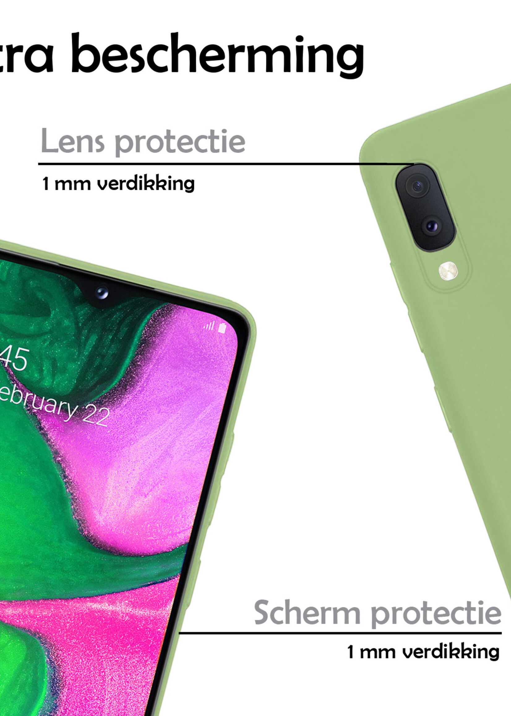 LUQ Hoesje Geschikt voor Samsung A20e Hoesje Siliconen Case Met Screenprotector - Hoes Geschikt voor Samsung Galaxy A20e Hoes Siliconen - Groen