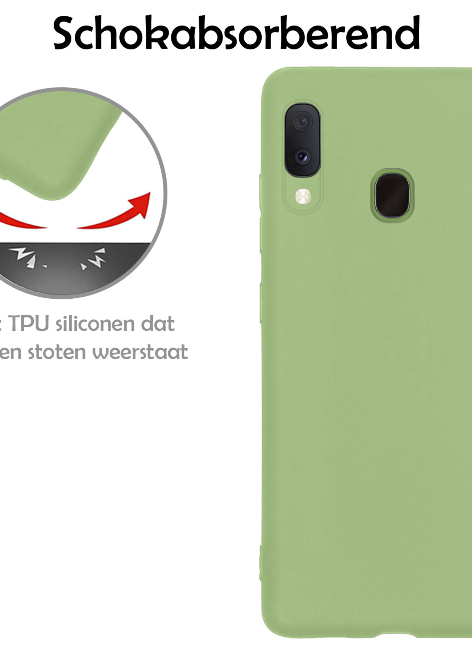 LUQ Hoesje Geschikt voor Samsung A20e Hoesje Siliconen Case Met Screenprotector - Hoes Geschikt voor Samsung Galaxy A20e Hoes Siliconen - Groen