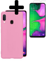 LUQ LUQ Samsung Galaxy A20e Hoesje Siliconen Met Screenprotector - Lichtroze