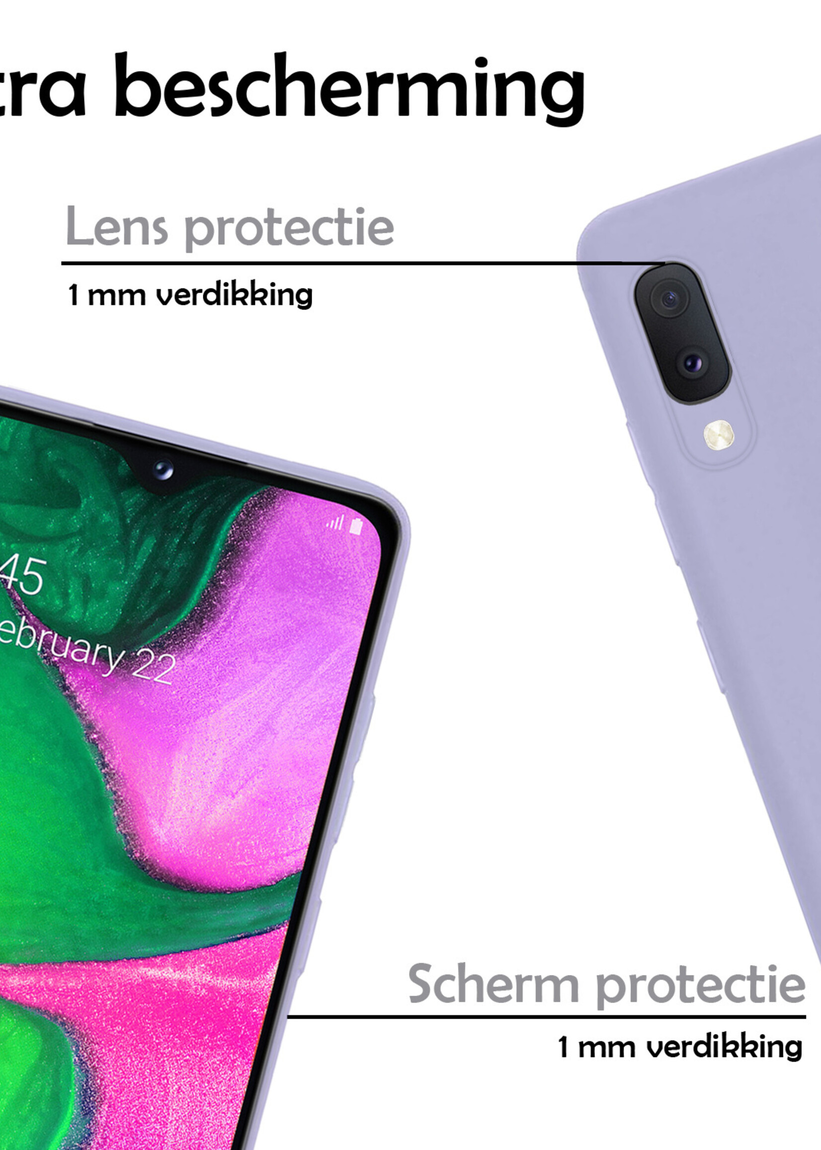 LUQ Hoesje Geschikt voor Samsung A20e Hoesje Siliconen Case Met Screenprotector - Hoes Geschikt voor Samsung Galaxy A20e Hoes Siliconen - Lila