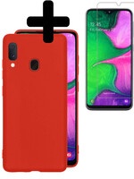 LUQ LUQ Samsung Galaxy A20e Hoesje Siliconen Met Screenprotector - Rood