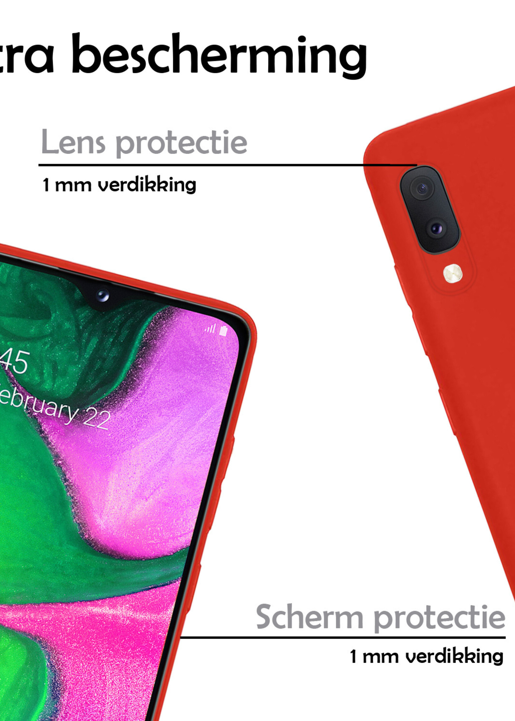LUQ Hoesje Geschikt voor Samsung A20e Hoesje Siliconen Case Met Screenprotector - Hoes Geschikt voor Samsung Galaxy A20e Hoes Siliconen - Rood