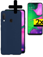 LUQ LUQ Samsung Galaxy A20e Hoesje Siliconen Met 2x Screenprotector - Donkerblauw