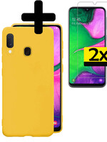 LUQ LUQ Samsung Galaxy A20e Hoesje Siliconen Met 2x Screenprotector - Geel