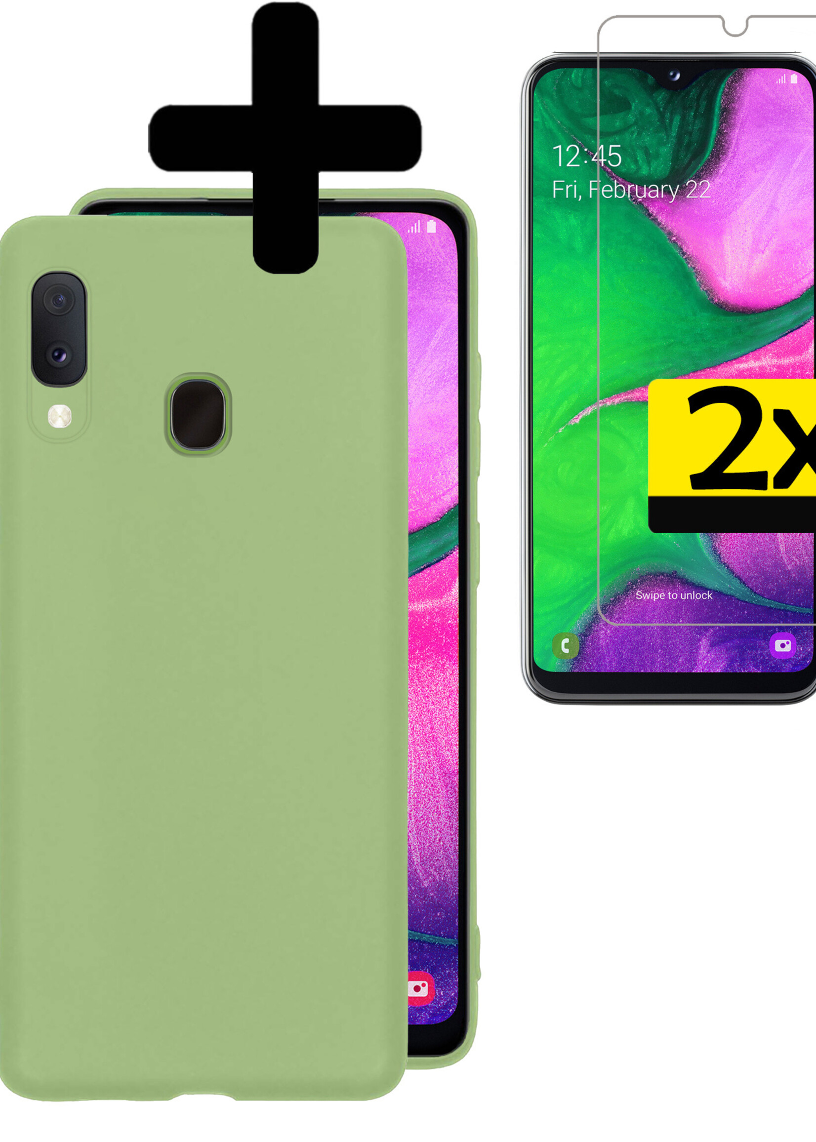 LUQ Hoesje Geschikt voor Samsung A20e Hoesje Siliconen Case Met 2x Screenprotector - Hoes Geschikt voor Samsung Galaxy A20e Hoes Siliconen - Groen