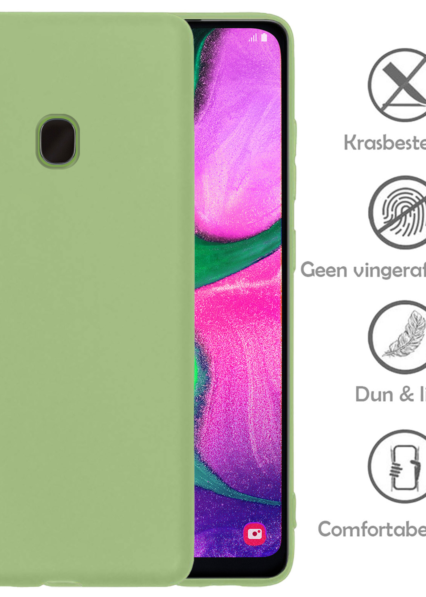LUQ Hoesje Geschikt voor Samsung A20e Hoesje Siliconen Case Met 2x Screenprotector - Hoes Geschikt voor Samsung Galaxy A20e Hoes Siliconen - Groen