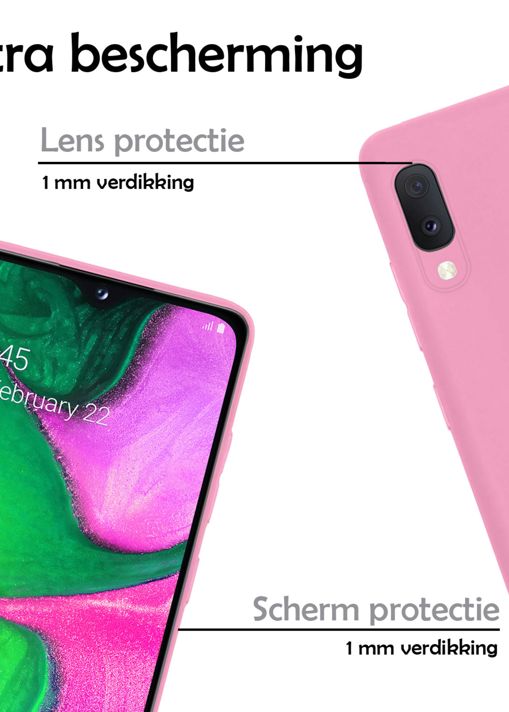 LUQ Hoesje Geschikt voor Samsung A20e Hoesje Siliconen Case Met 2x Screenprotector - Hoes Geschikt voor Samsung Galaxy A20e Hoes Siliconen - Lichtroze
