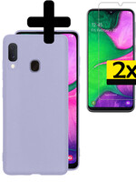 LUQ LUQ Samsung Galaxy A20e Hoesje Siliconen Met 2x Screenprotector - Lila