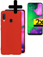 LUQ LUQ Samsung Galaxy A20e Hoesje Siliconen Met 2x Screenprotector - Rood