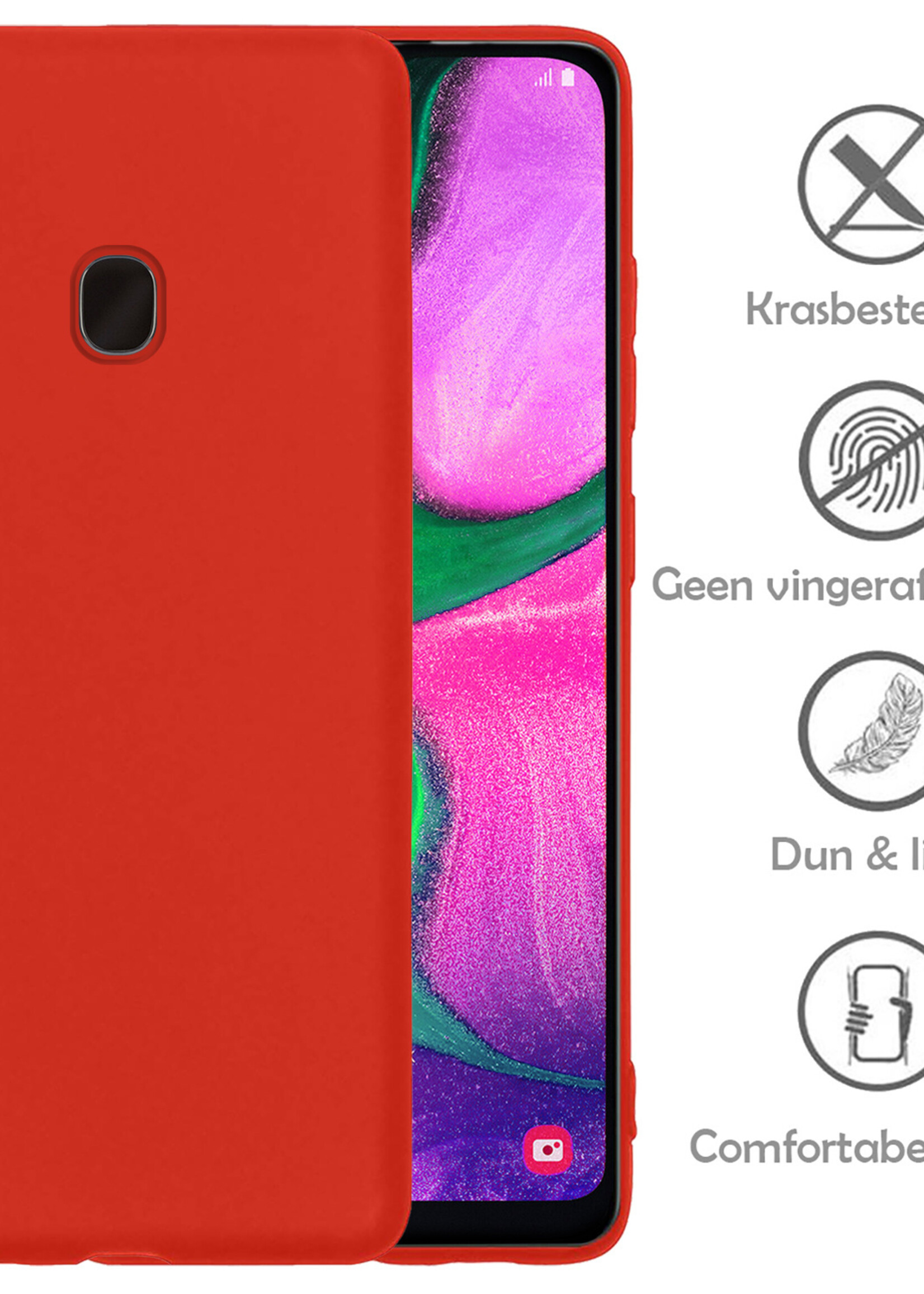 LUQ Hoesje Geschikt voor Samsung A20e Hoesje Siliconen Case Met 2x Screenprotector - Hoes Geschikt voor Samsung Galaxy A20e Hoes Siliconen - Rood