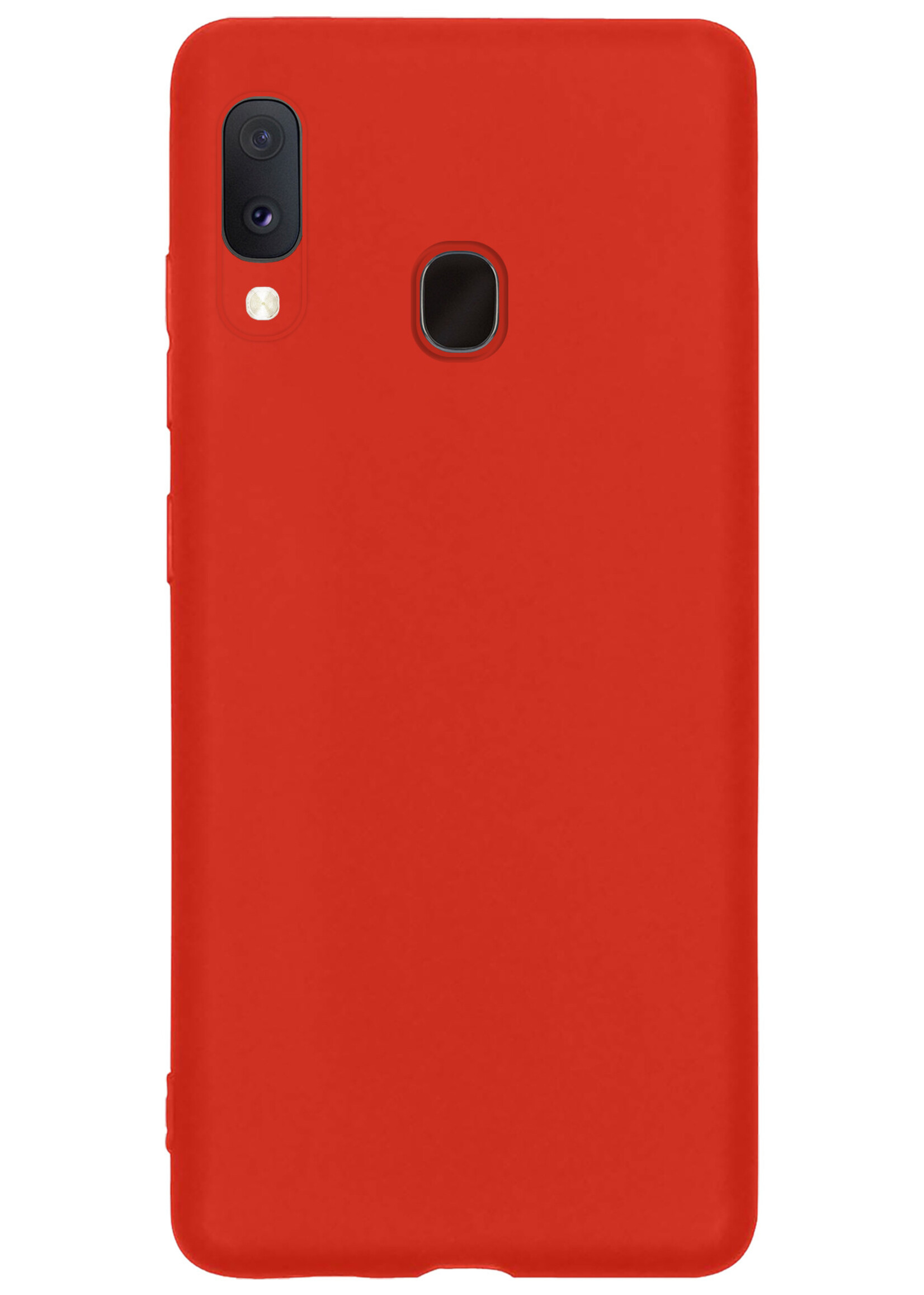 LUQ Hoesje Geschikt voor Samsung A20e Hoesje Siliconen Case Met 2x Screenprotector - Hoes Geschikt voor Samsung Galaxy A20e Hoes Siliconen - Rood