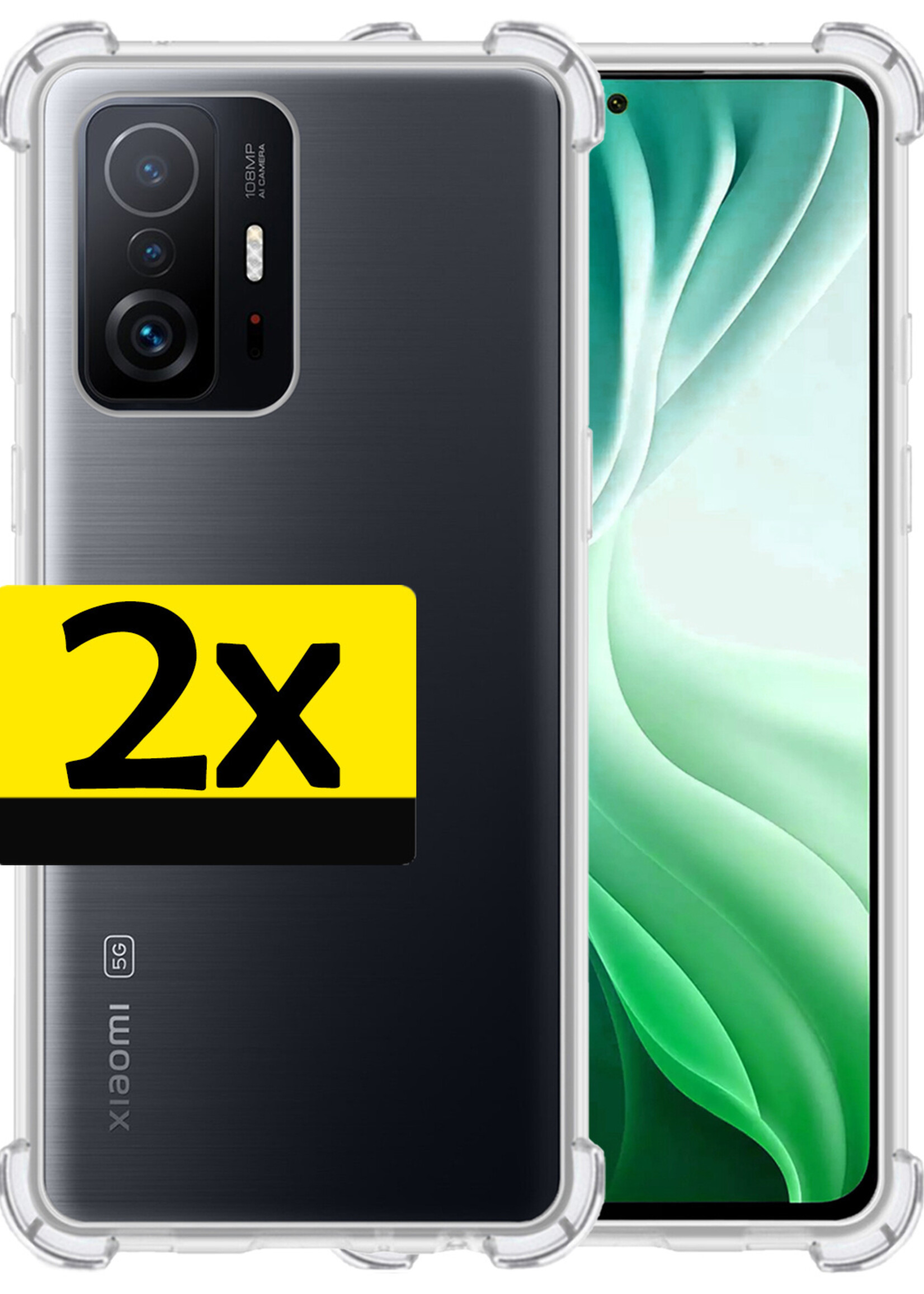 LUQ Hoesje Geschikt voor Xiaomi Mi 11T Hoesje Shockproof Case Siliconen - Hoes Geschikt voor Xiaomi Mi 11T Hoes Cover Siliconen - Transparant - 2 Stuks