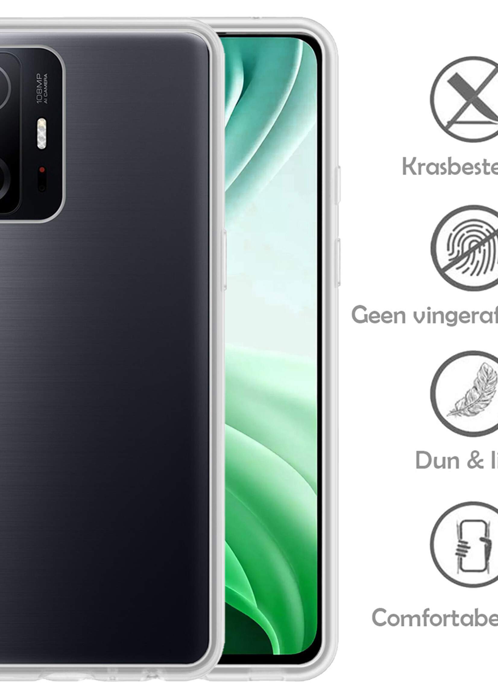 LUQ Hoesje Geschikt voor Xiaomi 11T Pro Hoesje Siliconen Case - Hoes Geschikt voor Xiaomi 11T Pro Hoes Siliconen - Transparant