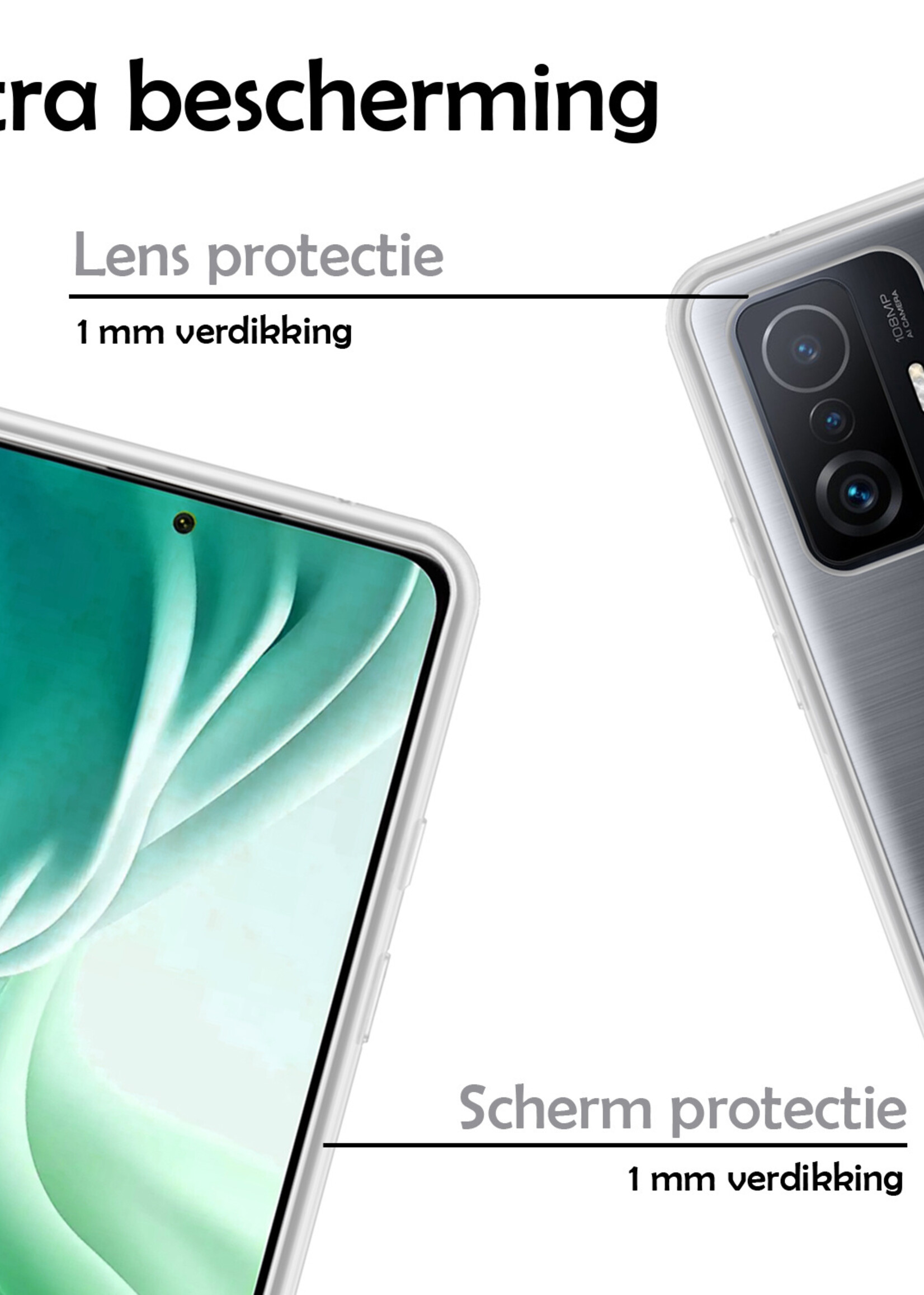 LUQ Hoesje Geschikt voor Xiaomi 11T Pro Hoesje Siliconen Case - Hoes Geschikt voor Xiaomi 11T Pro Hoes Siliconen - Transparant