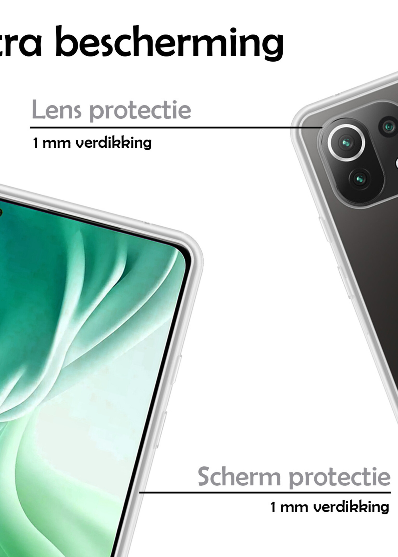 LUQ Hoesje Geschikt voor Xiaomi 11 Lite 5G NE Hoesje Siliconen Case - Hoes Geschikt voor Xiaomi 11 Lite 5G NE Hoes Siliconen - Transparant - 2 Stuks