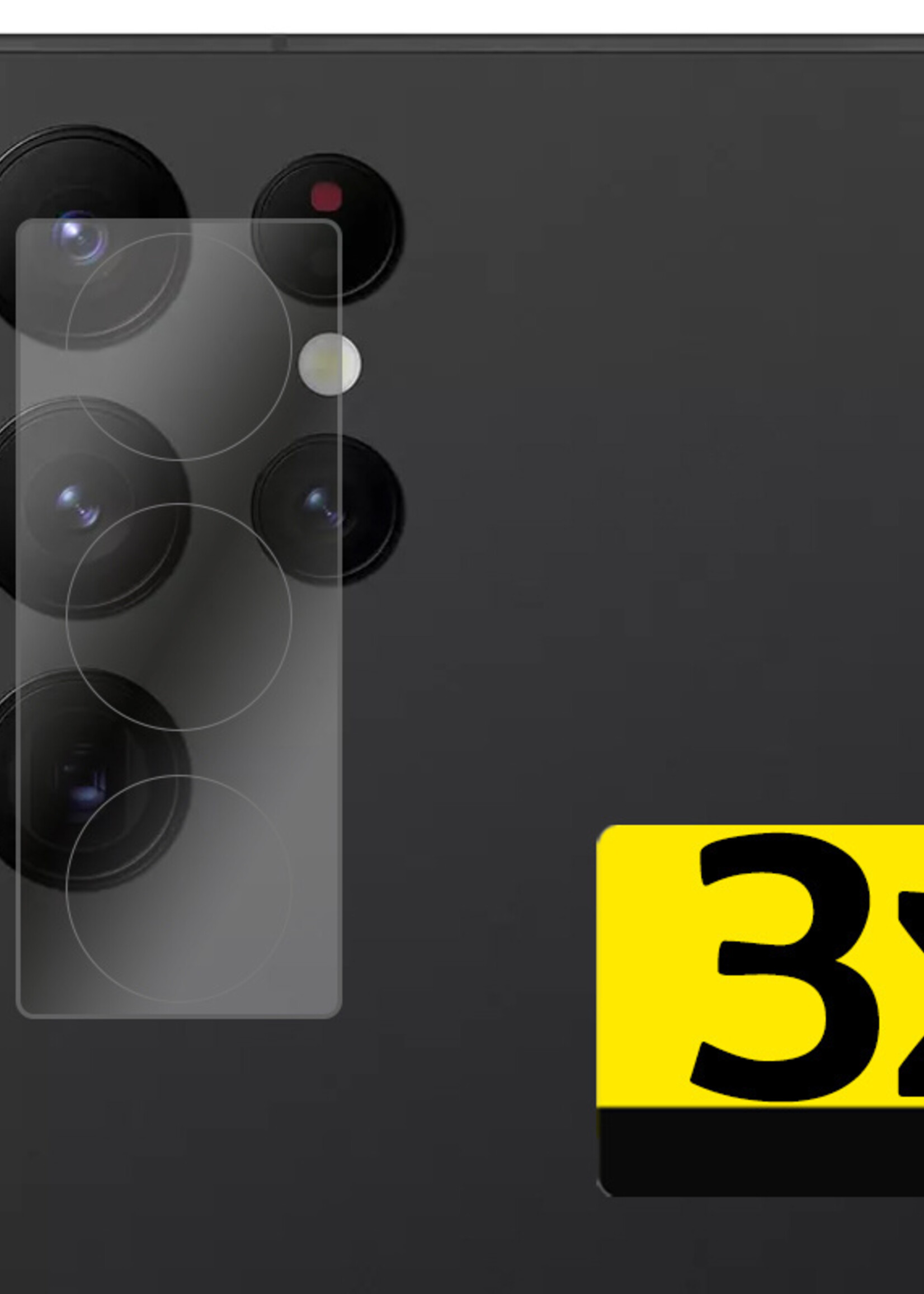 LUQ Screenprotector Geschikt voor Samsung S22 Ultra Camera Screenprotector Tempered Glass - Screenprotector Geschikt voor Samsung Galaxy S22 Ultra Screenprotector Camera Screenprotector - 3 Stuks
