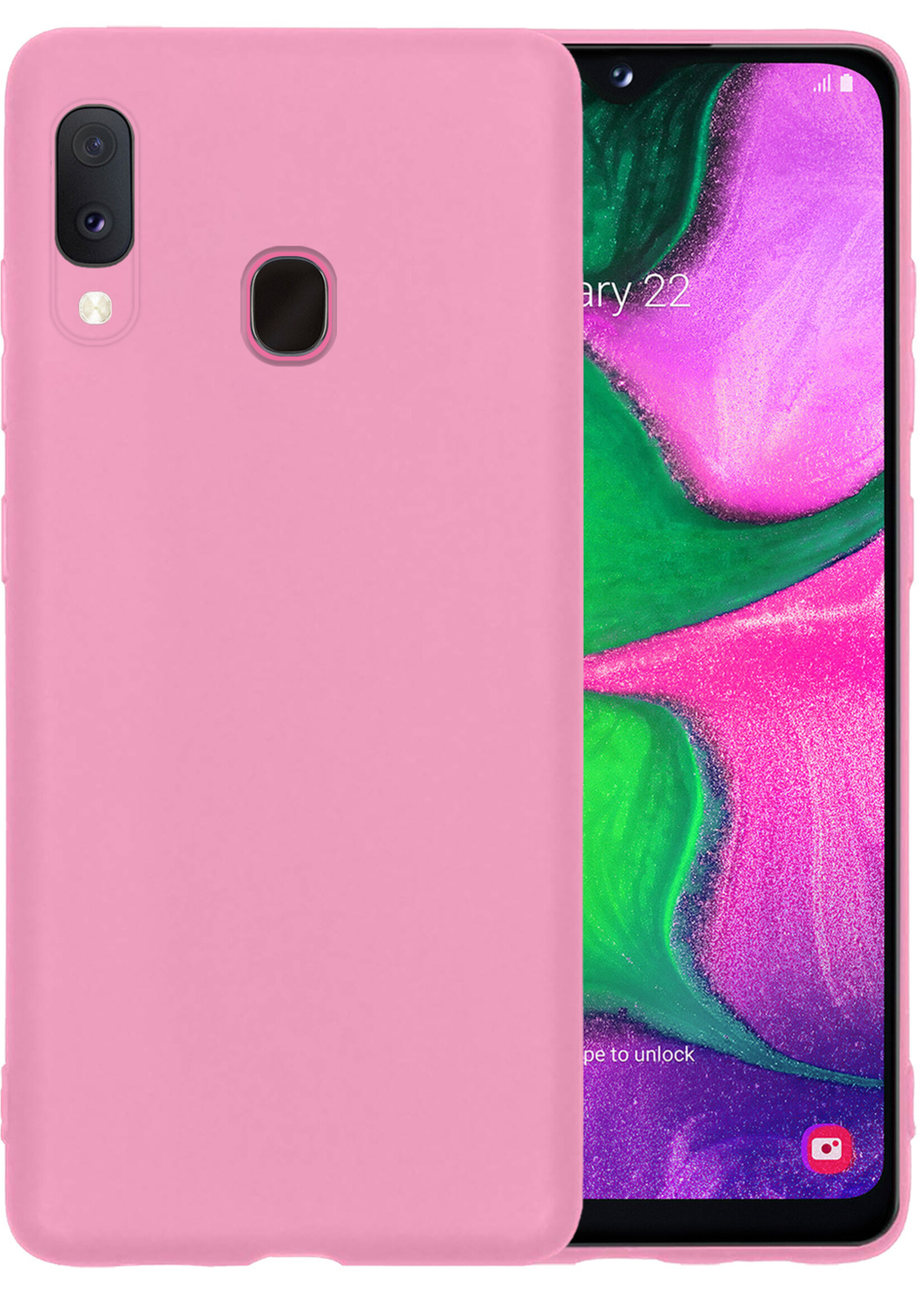 LUQ Hoesje Geschikt voor Samsung A20e Hoesje Siliconen Case - Hoes Geschikt voor Samsung Galaxy A20e Hoes Siliconen - Lichtroze