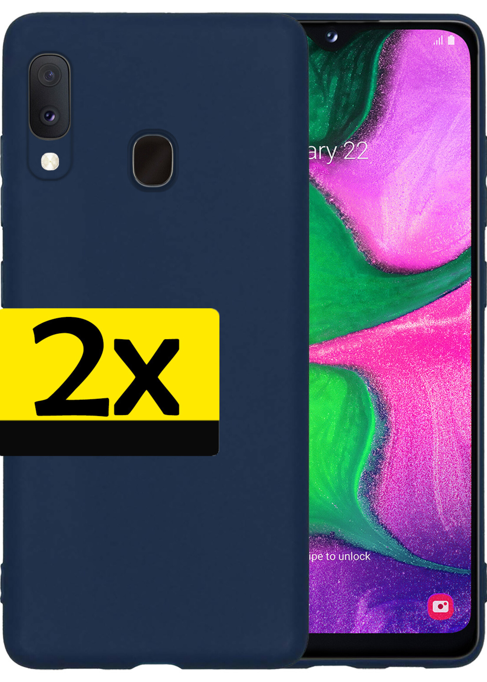 LUQ Hoesje Geschikt voor Samsung A20e Hoesje Siliconen Case - Hoes Geschikt voor Samsung Galaxy A20e Hoes Siliconen - Donkerblauw - 2 Stuks