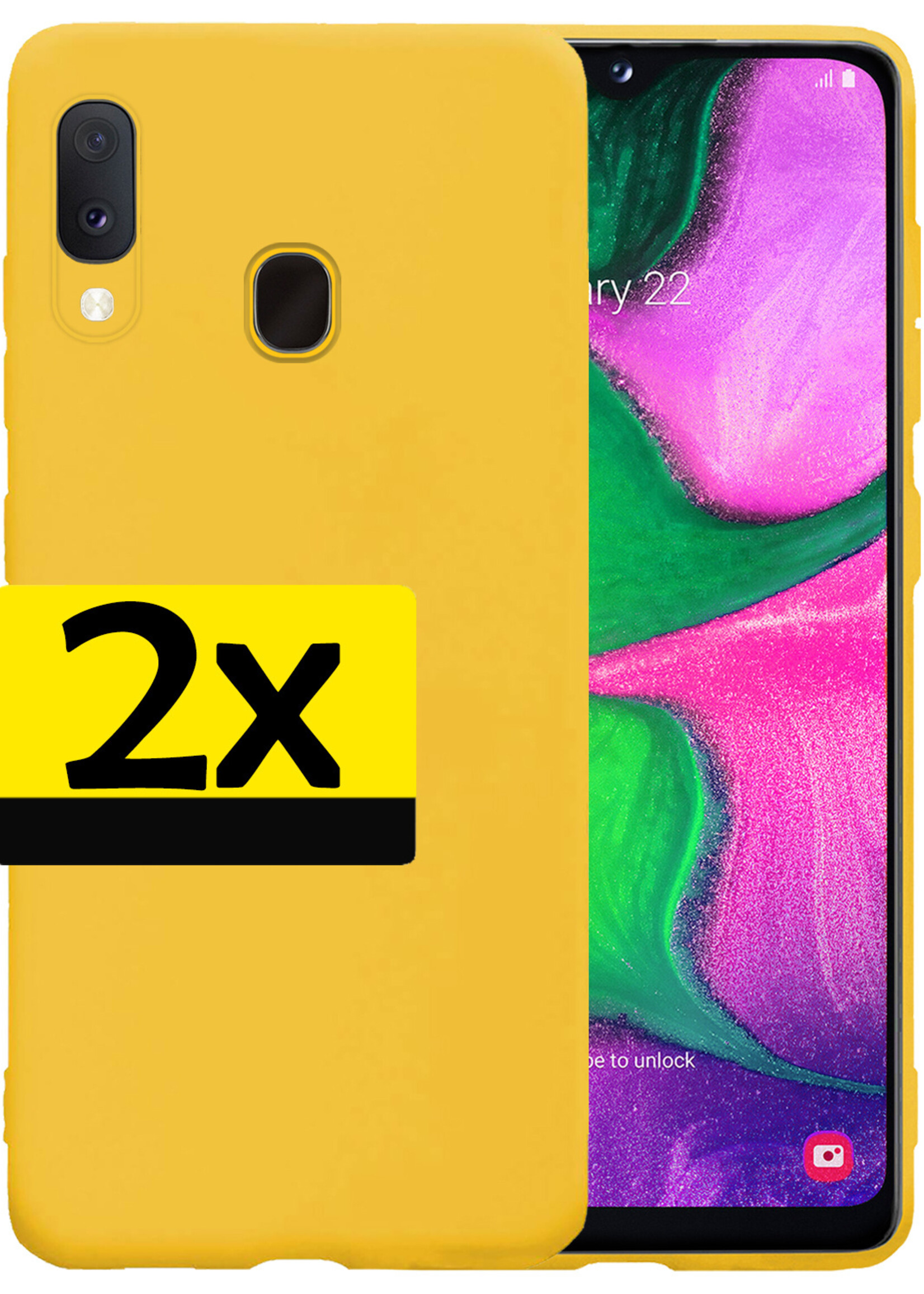 LUQ Hoesje Geschikt voor Samsung A20e Hoesje Siliconen Case - Hoes Geschikt voor Samsung Galaxy A20e Hoes Siliconen - Geel - 2 Stuks
