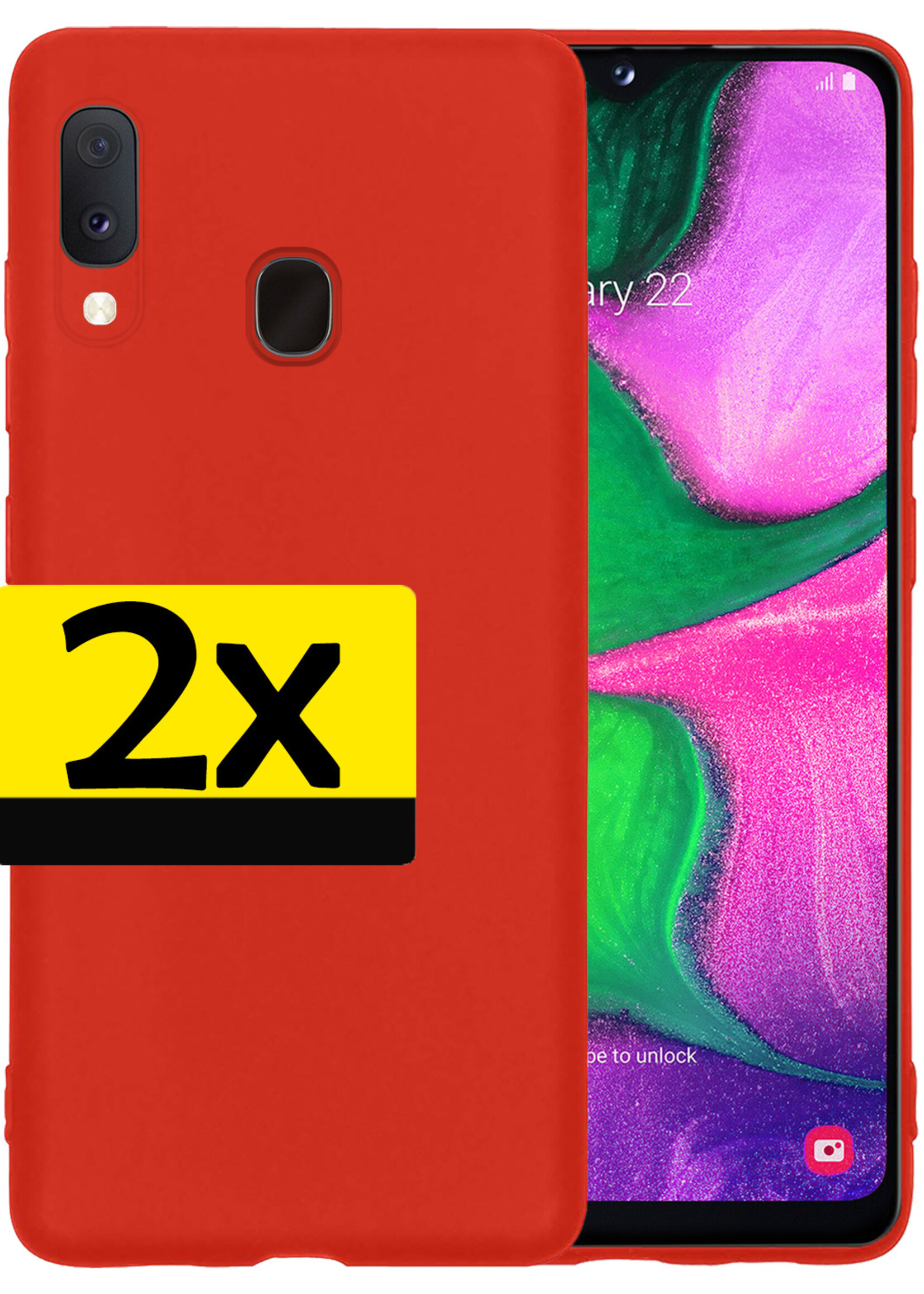 LUQ Hoesje Geschikt voor Samsung A20e Hoesje Siliconen Case - Hoes Geschikt voor Samsung Galaxy A20e Hoes Siliconen - Rood - 2 Stuks
