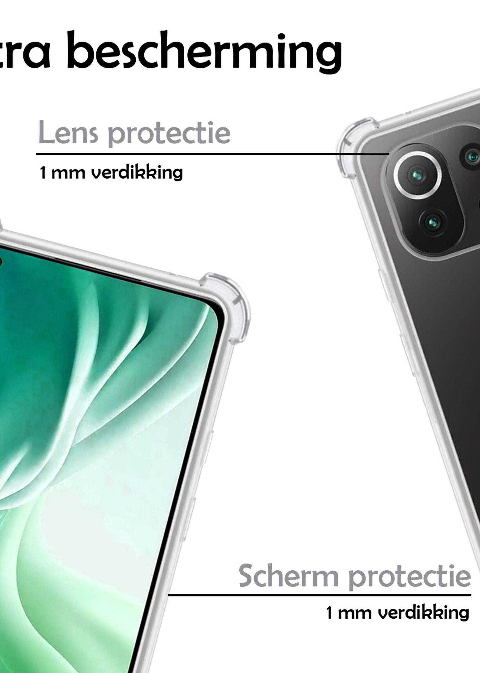 LUQ Hoesje Geschikt voor Xiaomi 11 Lite 5G NE Hoesje Shockproof Case Siliconen - Hoes Geschikt voor Xiaomi 11 Lite 5G NE Hoes Cover Siliconen - Transparant