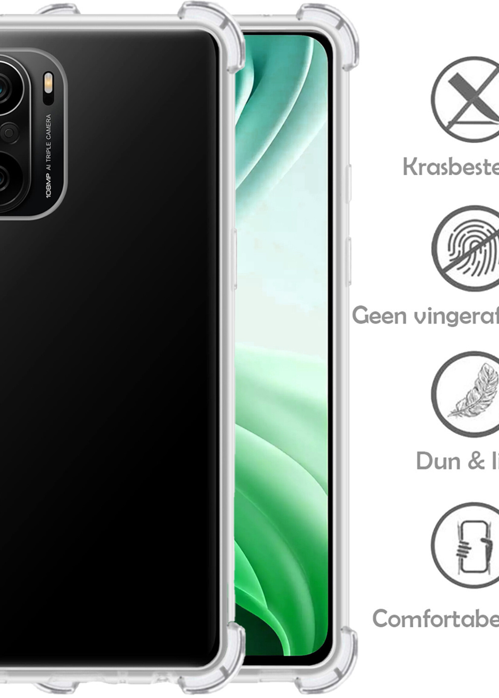 LUQ Hoesje Geschikt voor Xiaomi Mi 11i Hoesje Shockproof Case Siliconen - Hoes Geschikt voor Xiaomi Mi 11i Hoes Cover Siliconen - Transparant