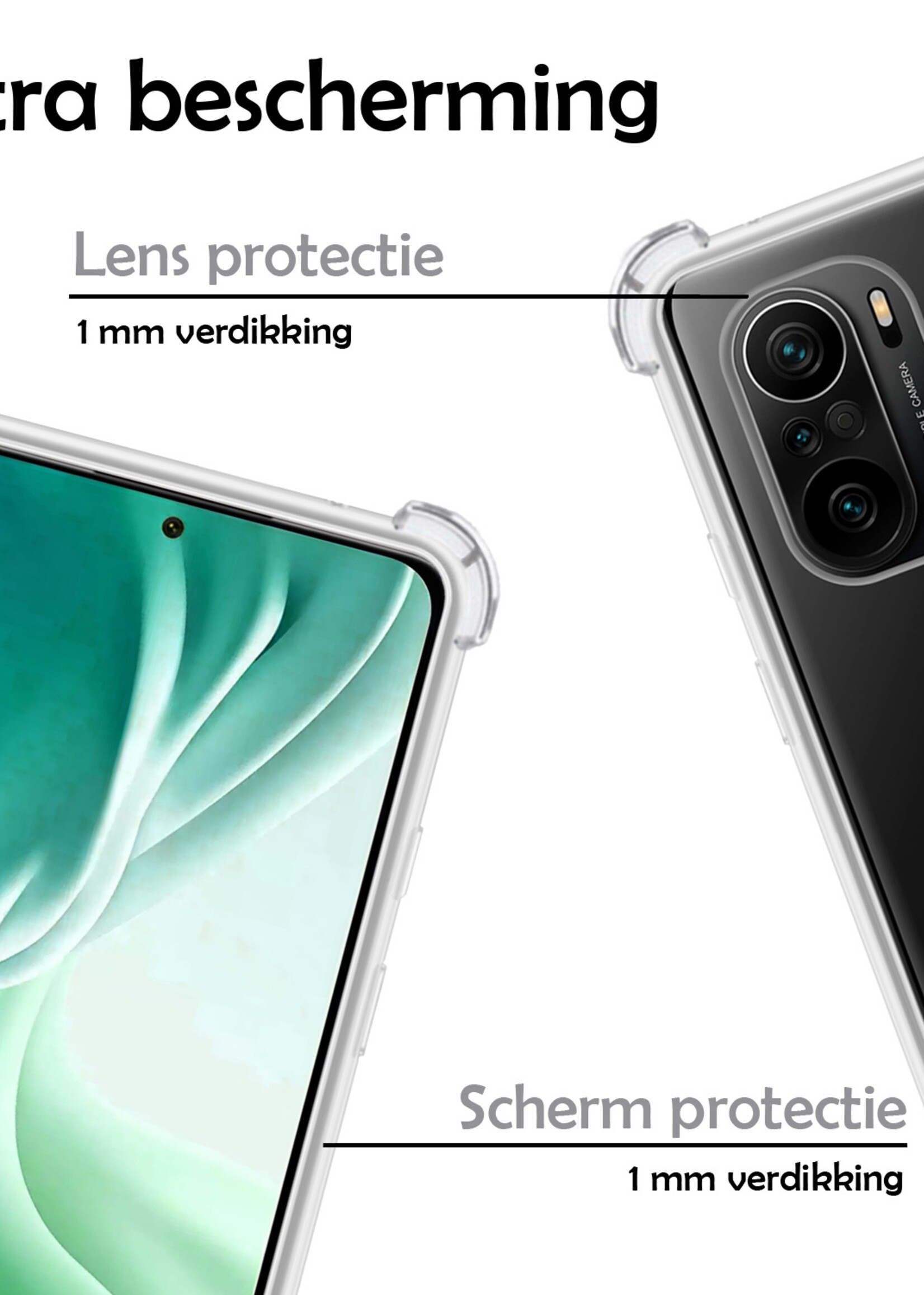 LUQ Hoesje Geschikt voor Xiaomi Mi 11i Hoesje Shockproof Case Siliconen - Hoes Geschikt voor Xiaomi Mi 11i Hoes Cover Siliconen - Transparant - 2 Stuks