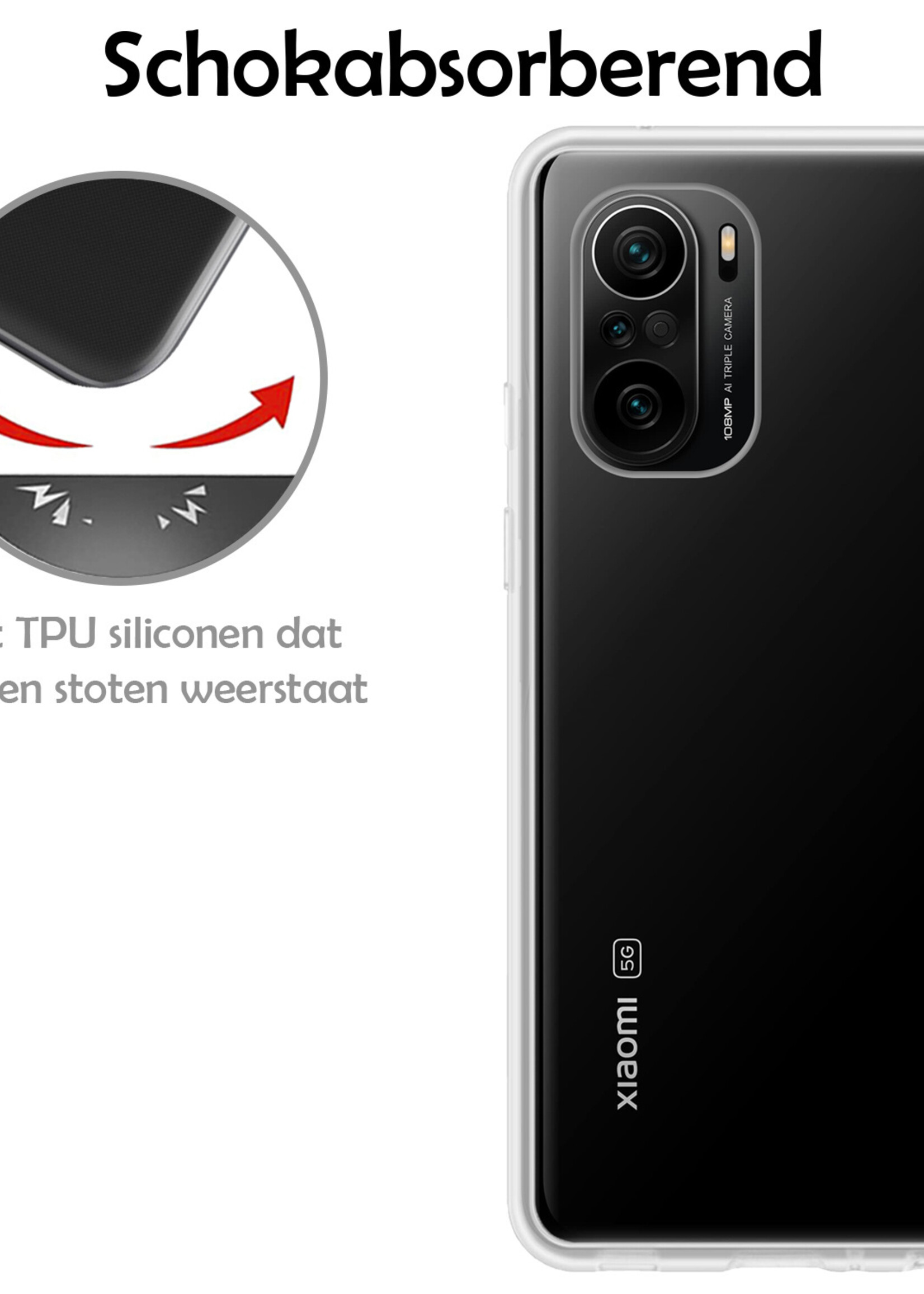 LUQ Hoesje Geschikt voor Poco F3 Hoesje Siliconen Case - Hoes Geschikt voor Xiaomi Poco F3 Hoes Siliconen - Transparant