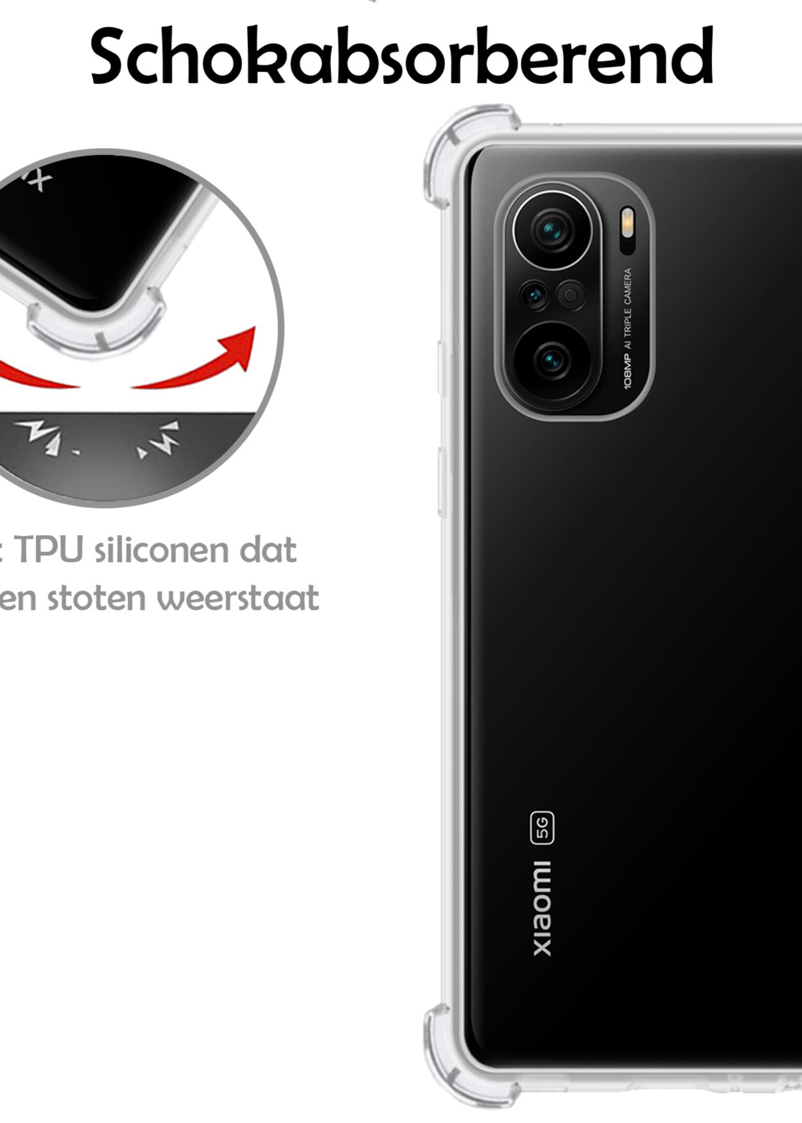 LUQ Hoesje Geschikt voor Poco F3 Hoesje Shockproof Case Siliconen - Hoes Geschikt voor Xiaomi Poco F3 Hoes Cover Siliconen - Transparant