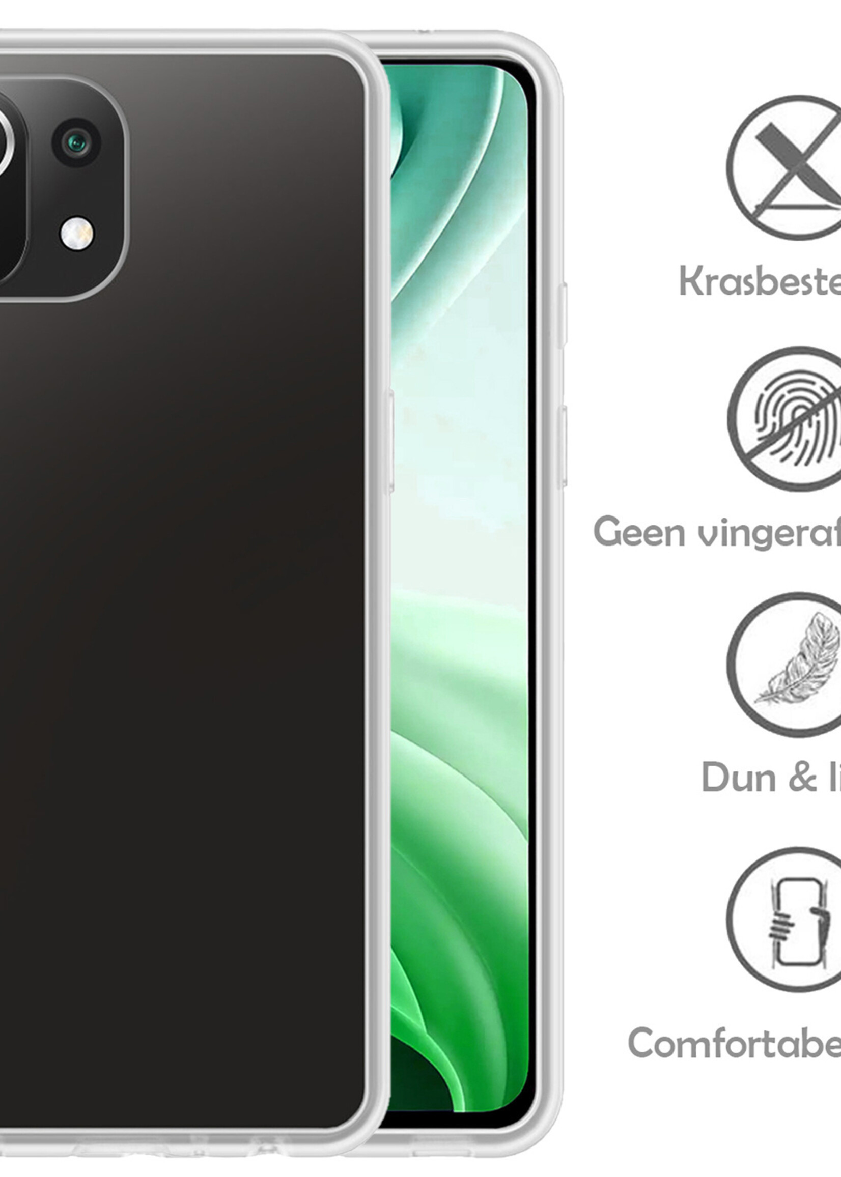 LUQ Hoesje Geschikt voor Xiaomi Mi 11 Hoesje Siliconen Case - Hoes Geschikt voor Xiaomi Mi 11 Hoes Siliconen - Transparant
