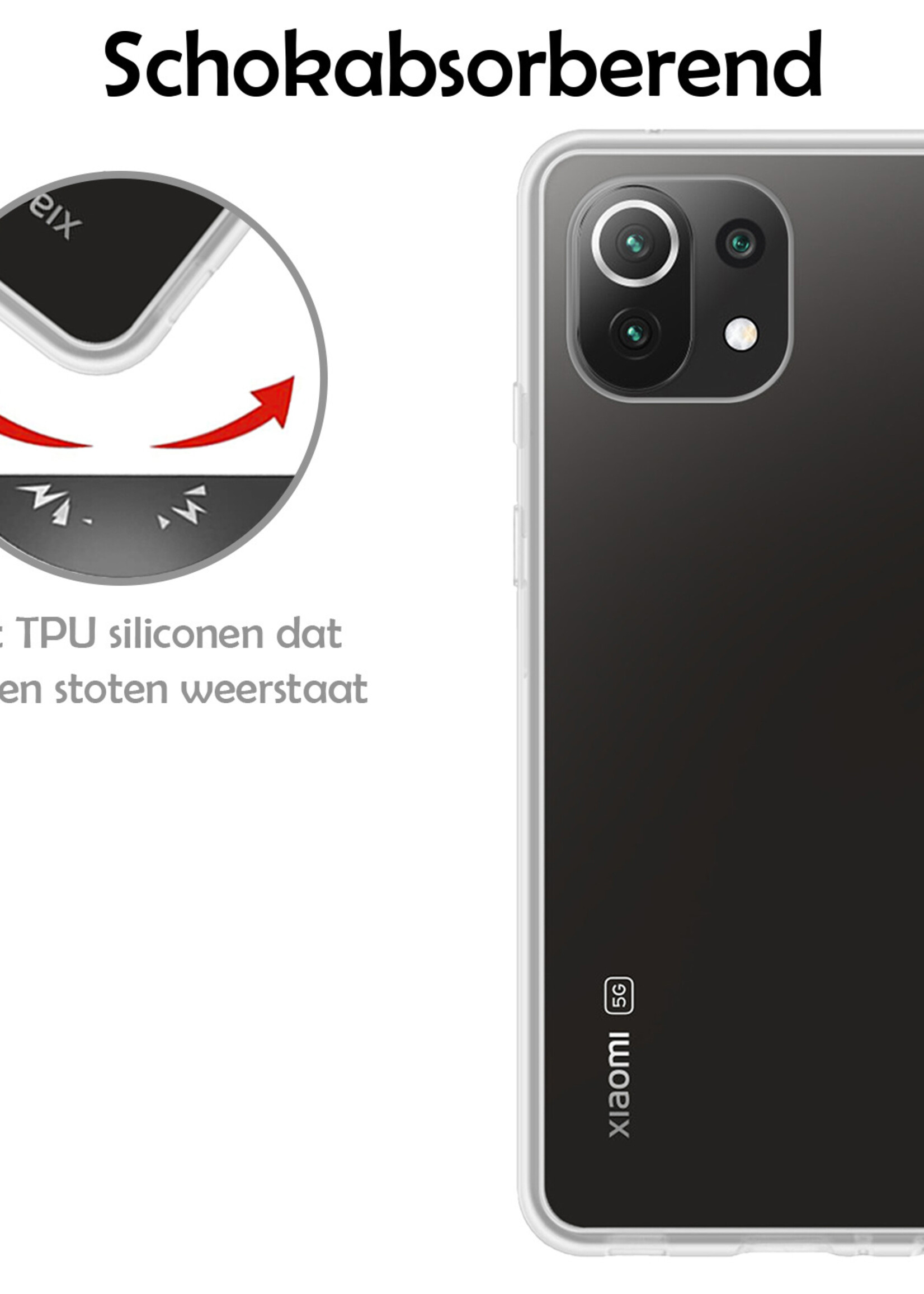 LUQ Hoesje Geschikt voor Xiaomi Mi 11 Hoesje Siliconen Case - Hoes Geschikt voor Xiaomi Mi 11 Hoes Siliconen - Transparant