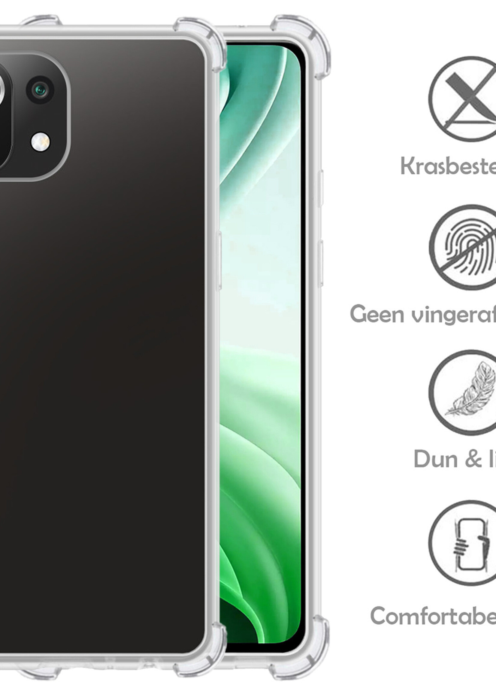 LUQ Hoesje Geschikt voor Xiaomi Mi 11 Hoesje Shockproof Case Siliconen - Hoes Geschikt voor Xiaomi Mi 11 Hoes Cover Siliconen - Transparant - 2 Stuks